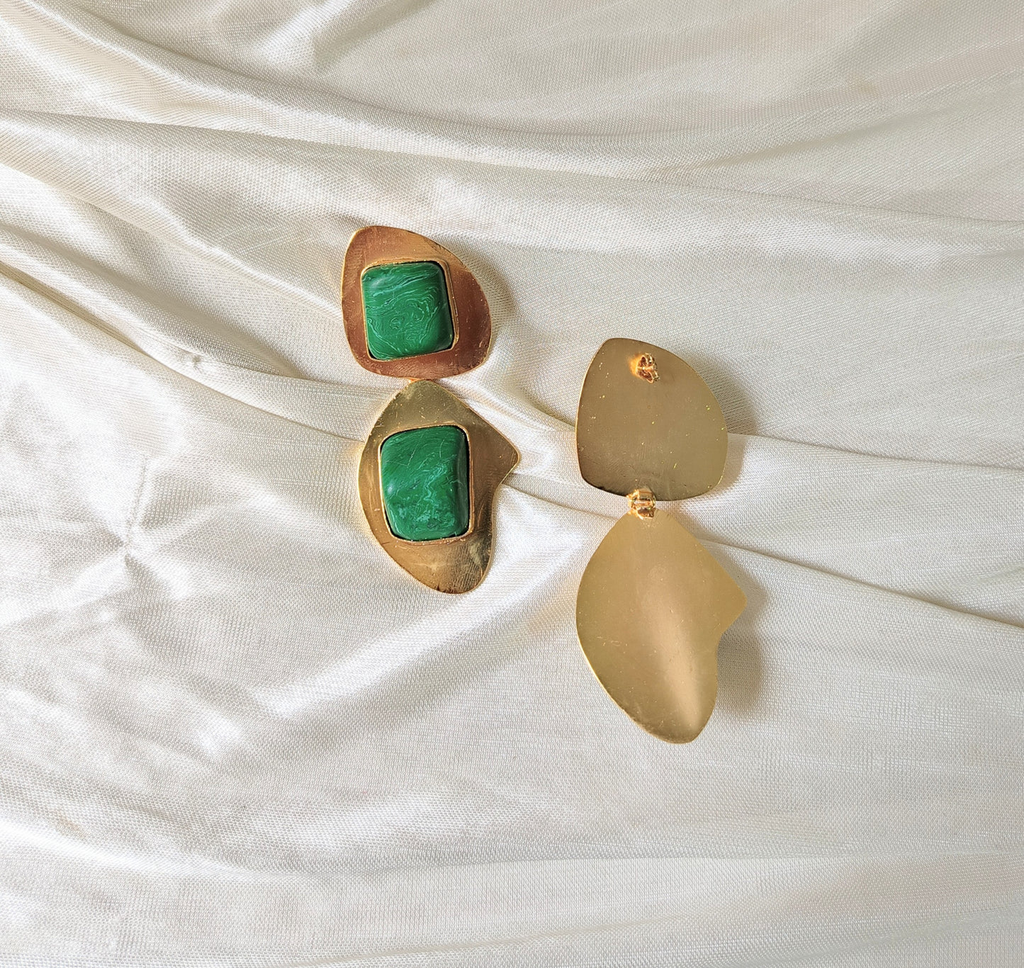Elegant Malachite-Inspired Statement Earrings