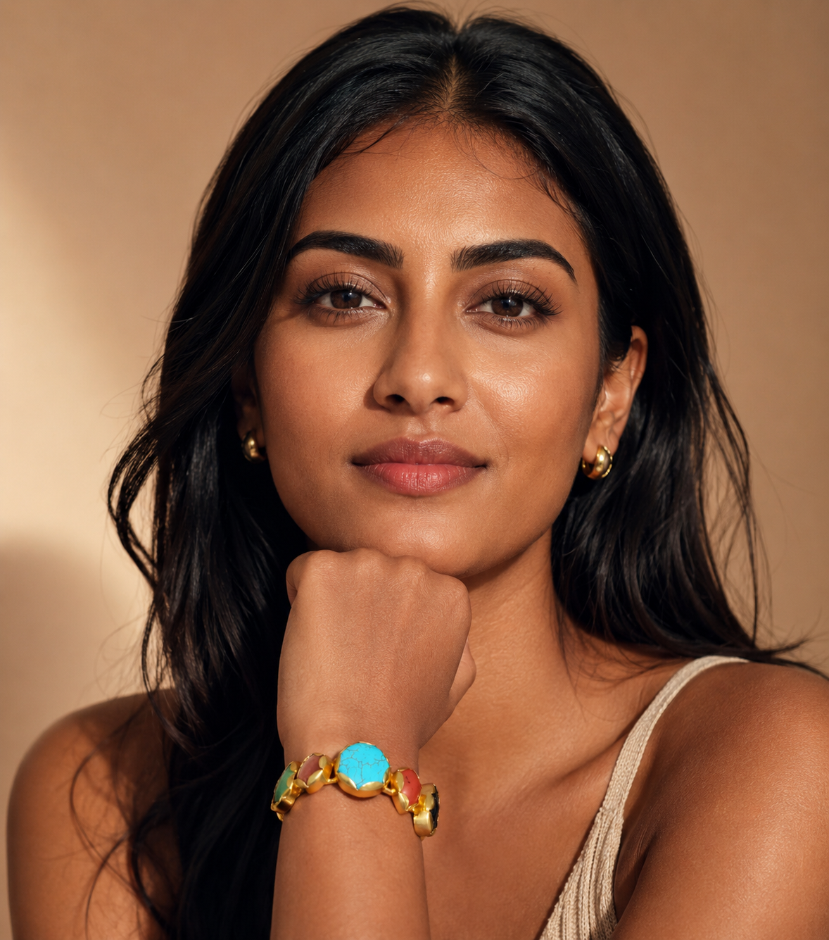 Natural Stone Statement Hand Cuff