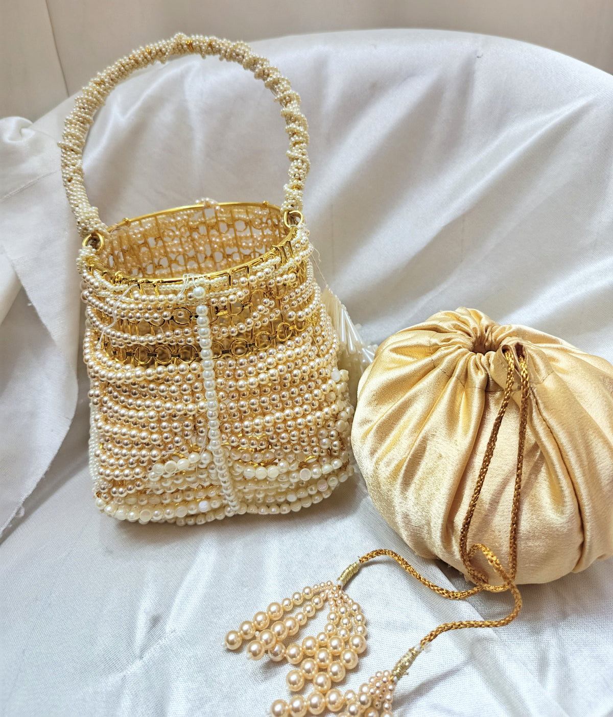 Elegant Pearl Beaded Potli Handbag