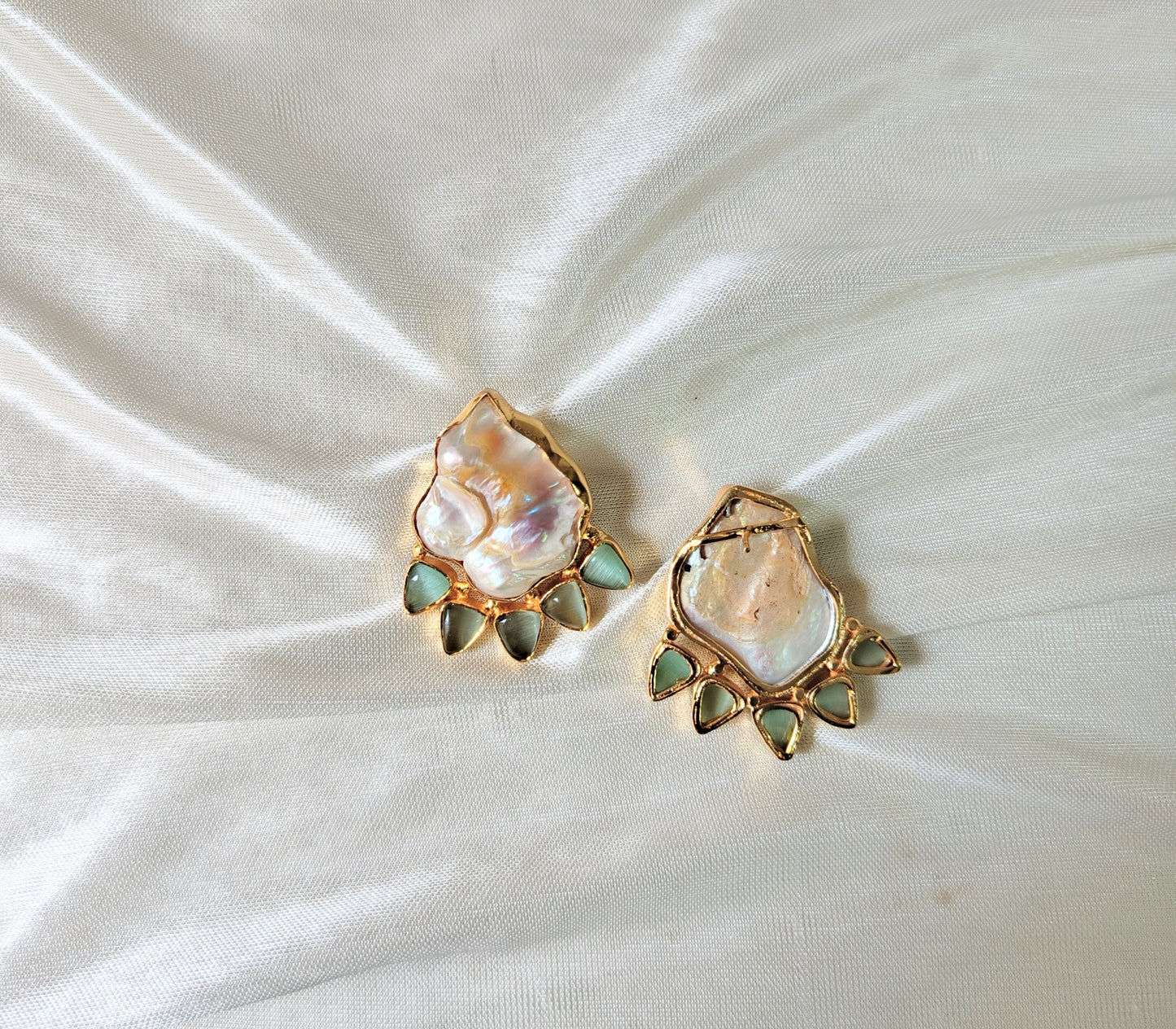 Ocean Mist Pearl Stud Earrings