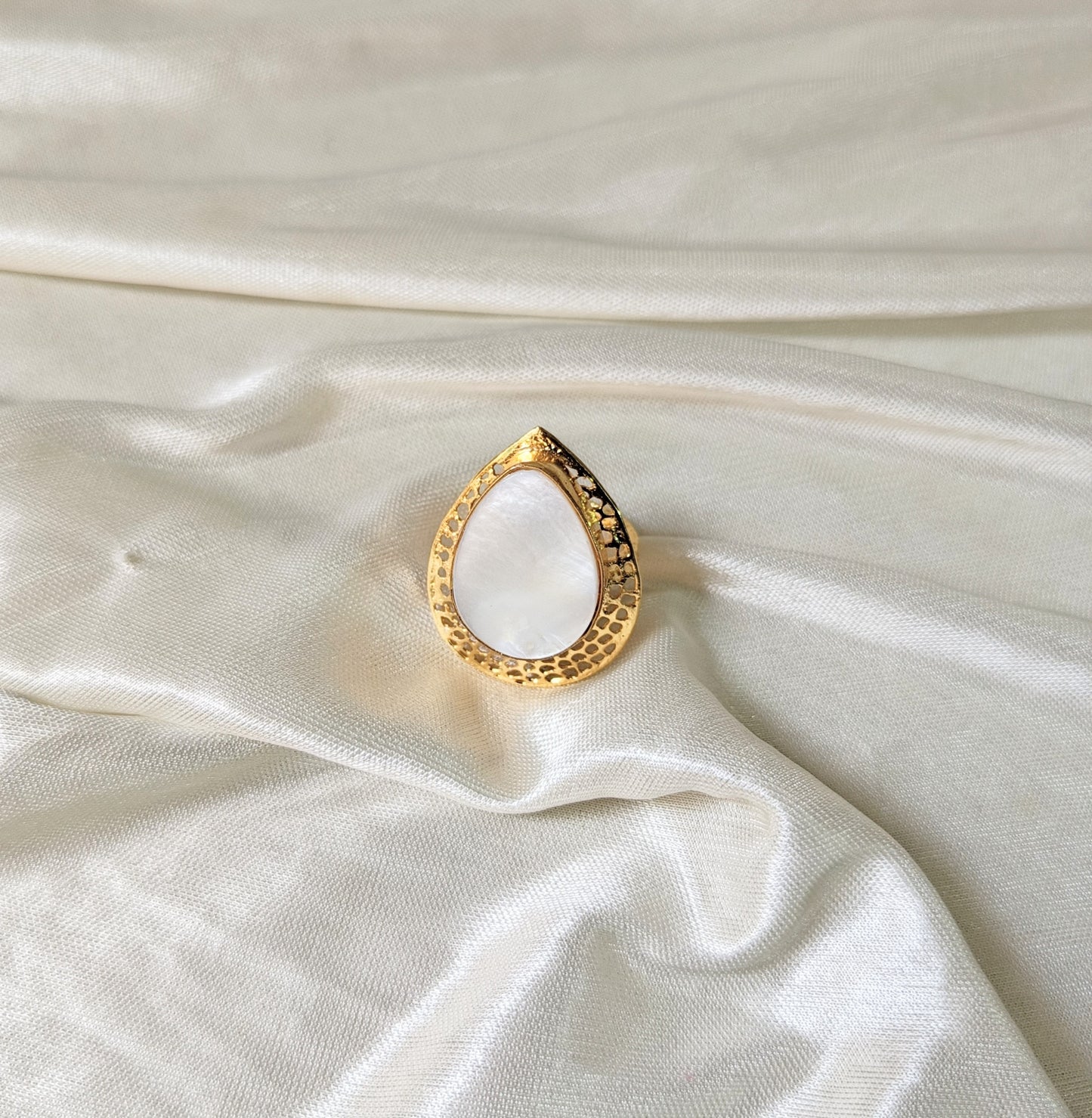 Luxury White Teardrop Statement Ring