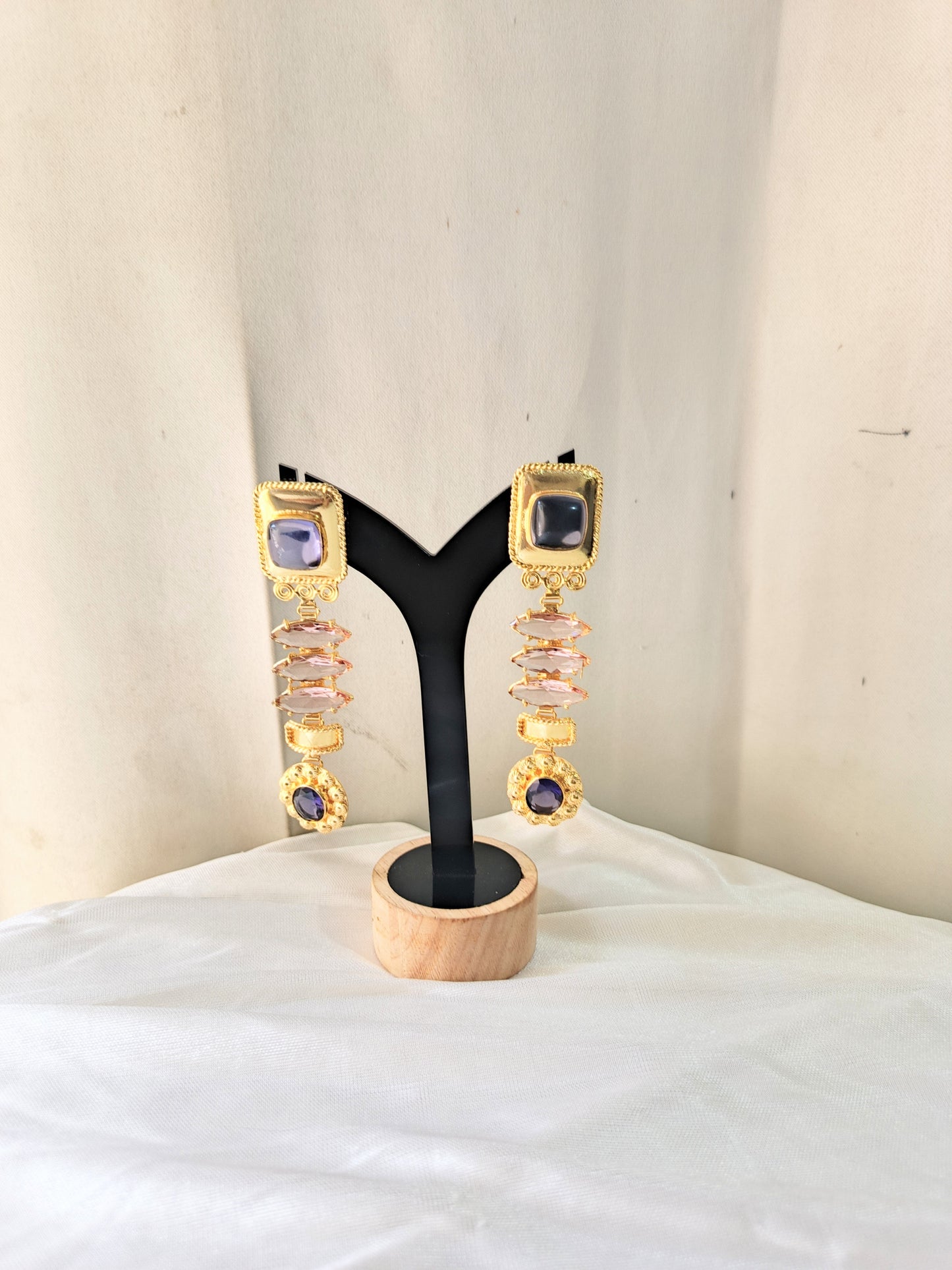 Elegant Geometric Stone Dangle Earrings