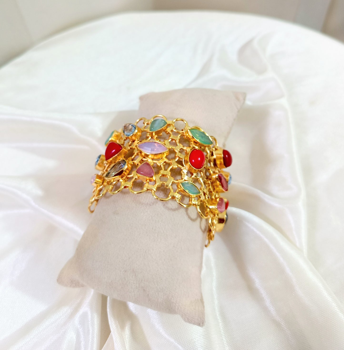 Royal Multi-Gem Gold Tone Handcuff