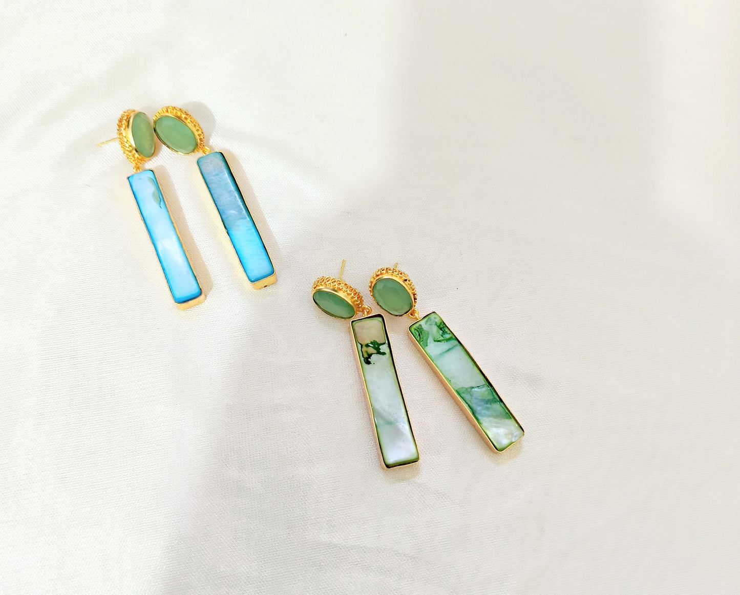 Elegant Gold Finish Rectangle Drop Earring