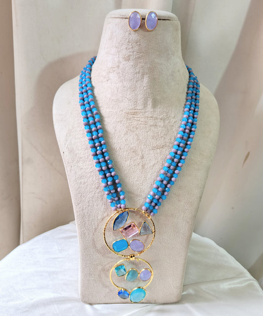 Celeste Multi-Stone Statement Pendant with Earrings