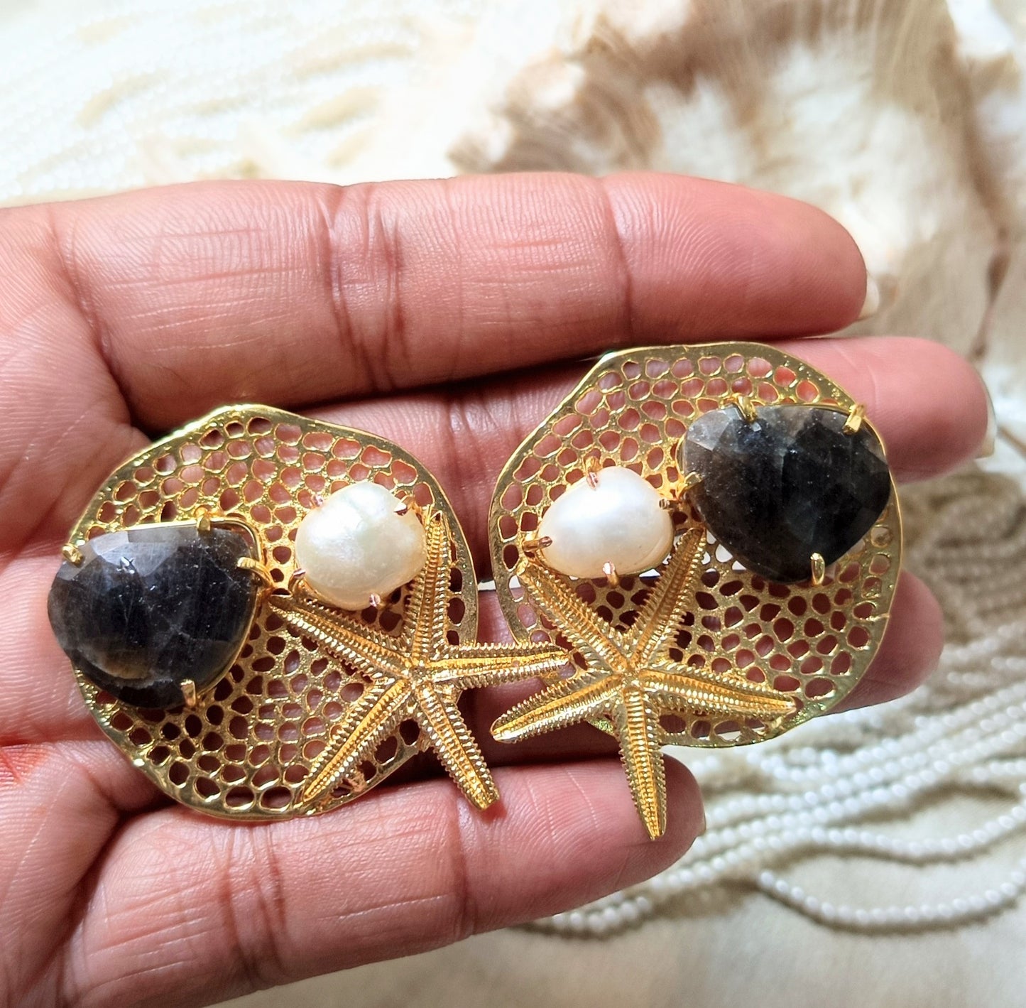 Sapphire Stone Starfish Earring