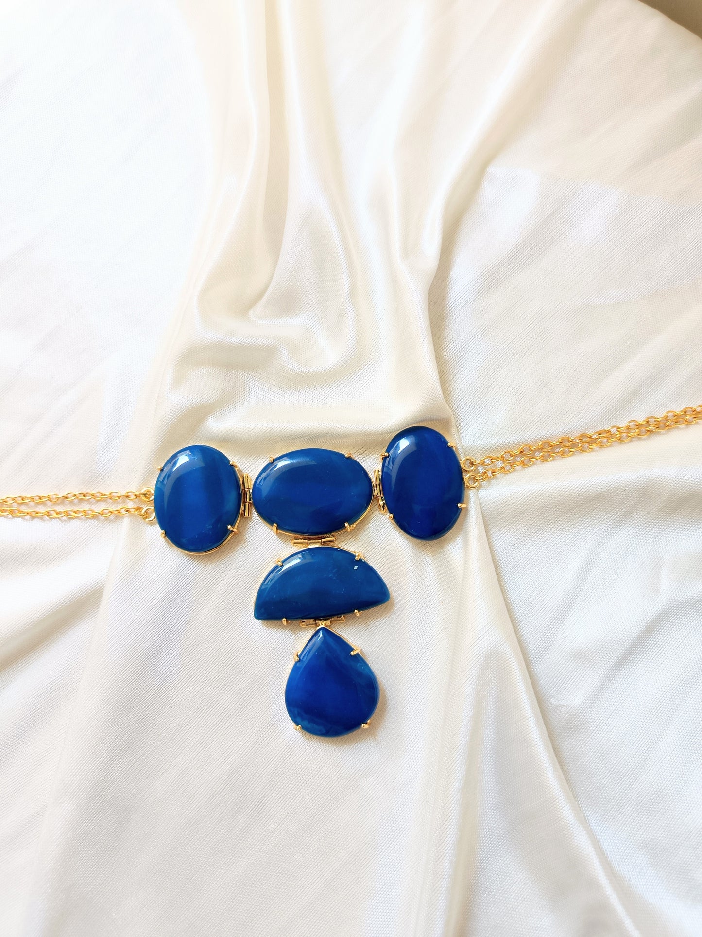 Ocean Blue Glam Necklace with Earrings