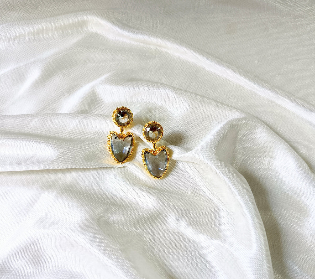 Elegant Heart Crystal Dangle Earrings