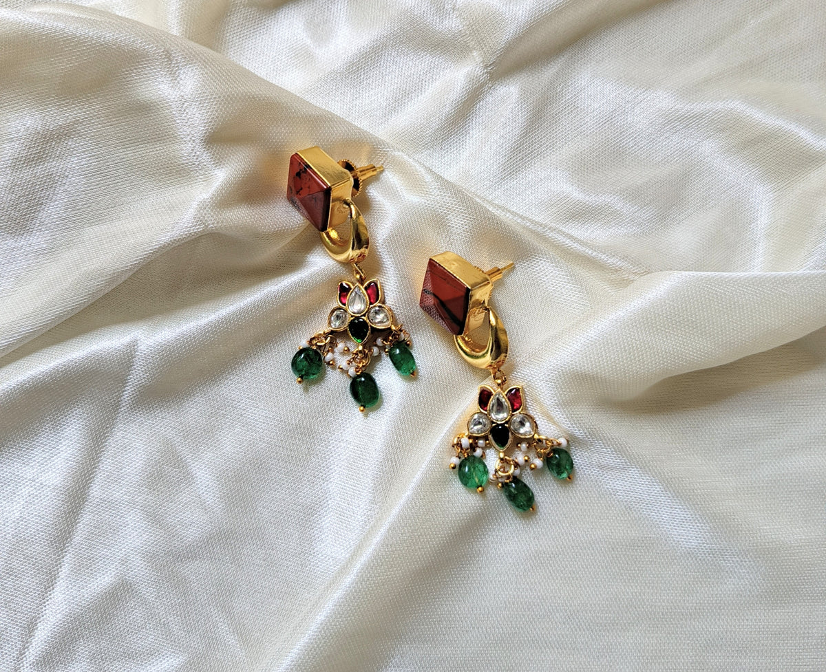 Elegant Multicolor Gemstone Dangle Earrings