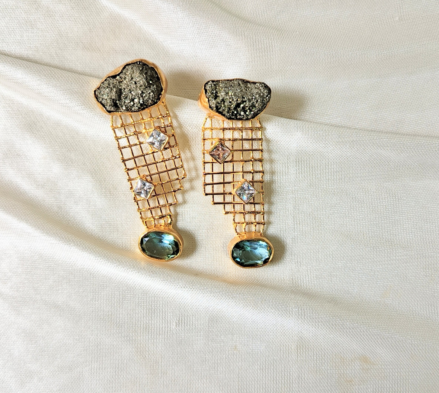 Luxury Gold Mesh Statement Earrings
