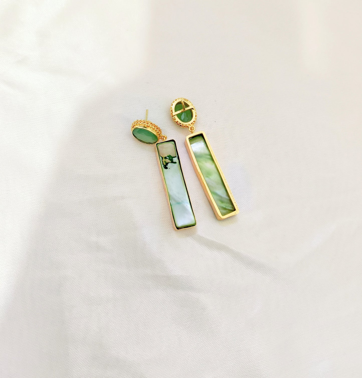 Elegant Gold Finish Rectangle Drop Earring