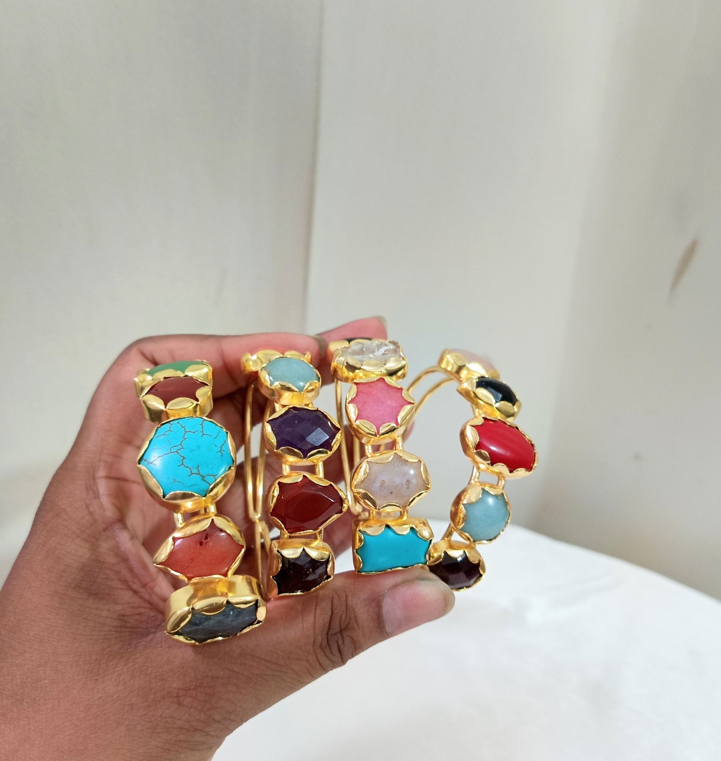 Natural Stone Statement Hand Cuff