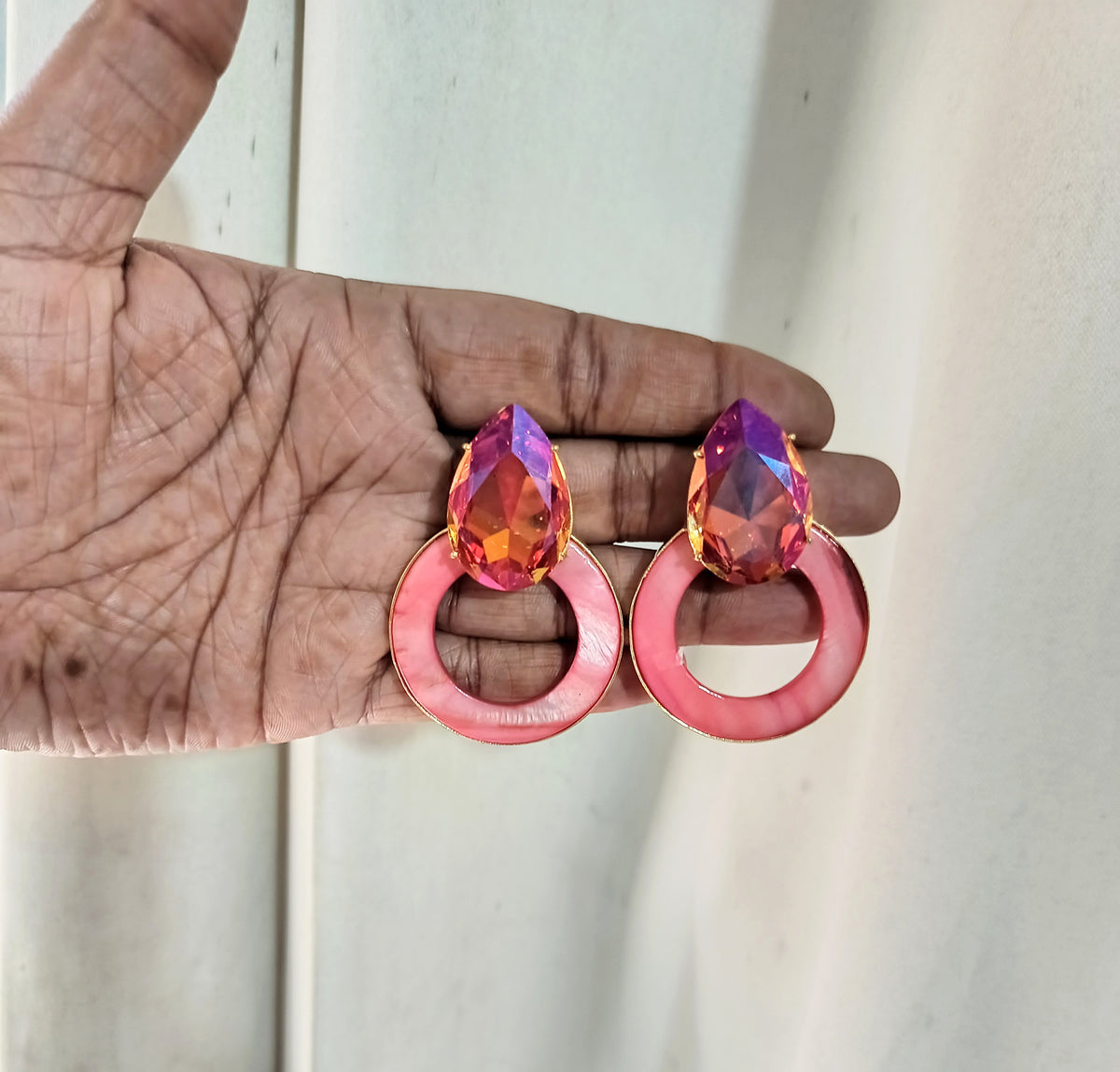 Iridescent Crystal Statement Earrings