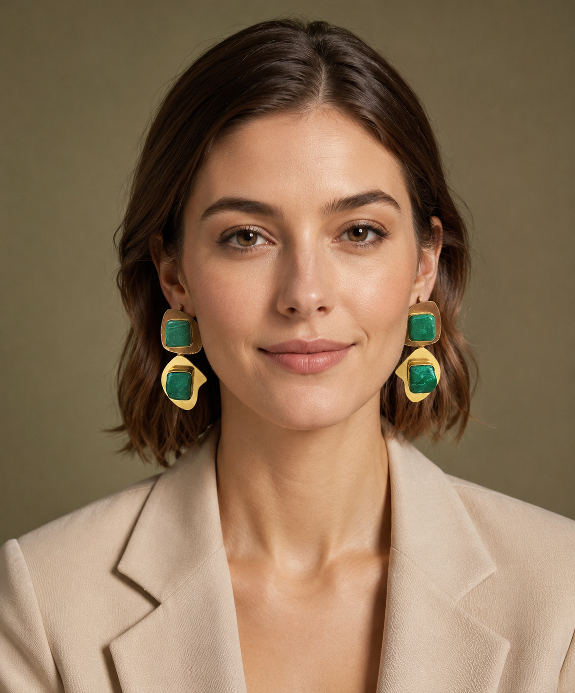 Elegant Malachite-Inspired Statement Earrings