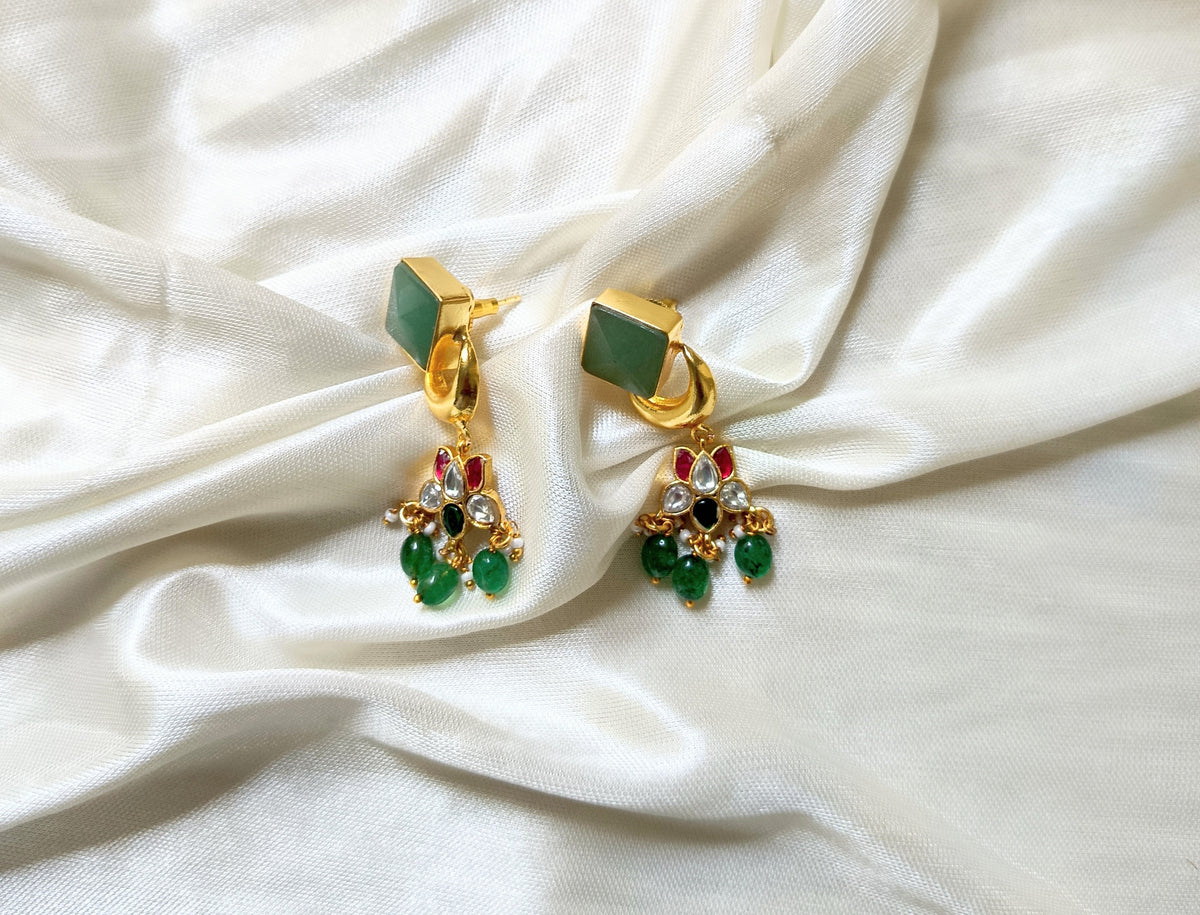 Elegant Multicolor Gemstone Dangle Earrings