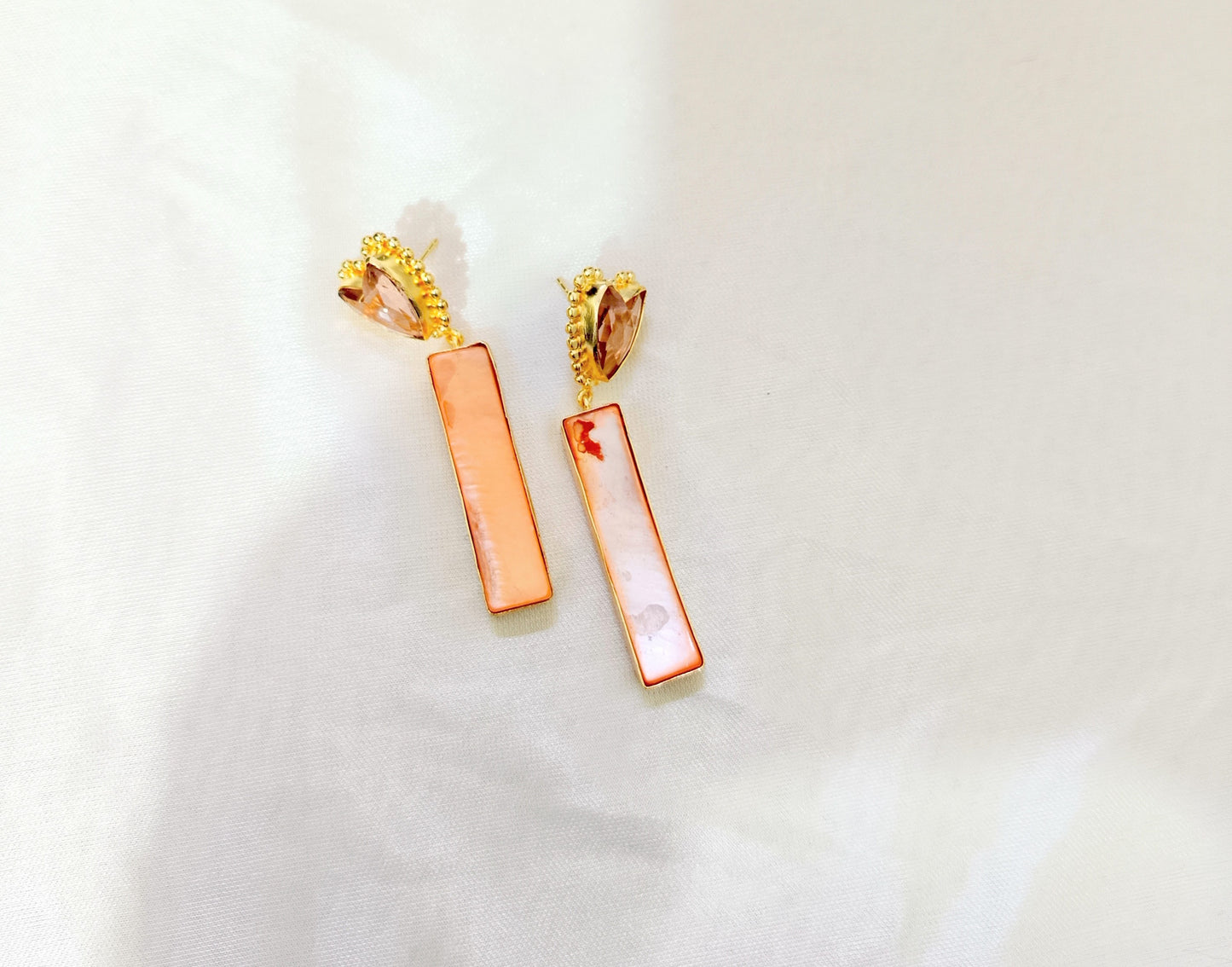 Elegant Gold Finish Rectangle Drop Earring