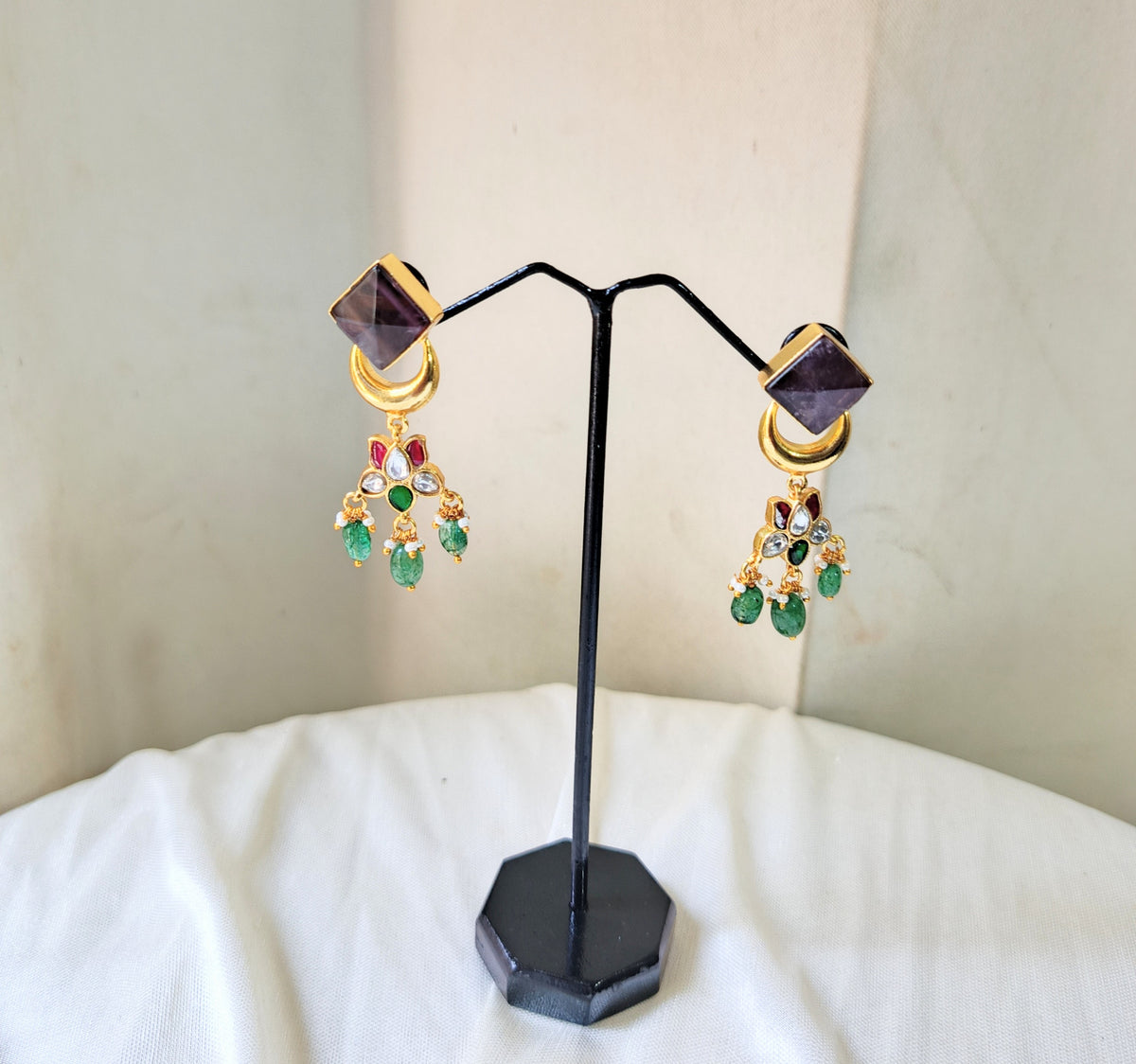 Elegant Multicolor Gemstone Dangle Earrings