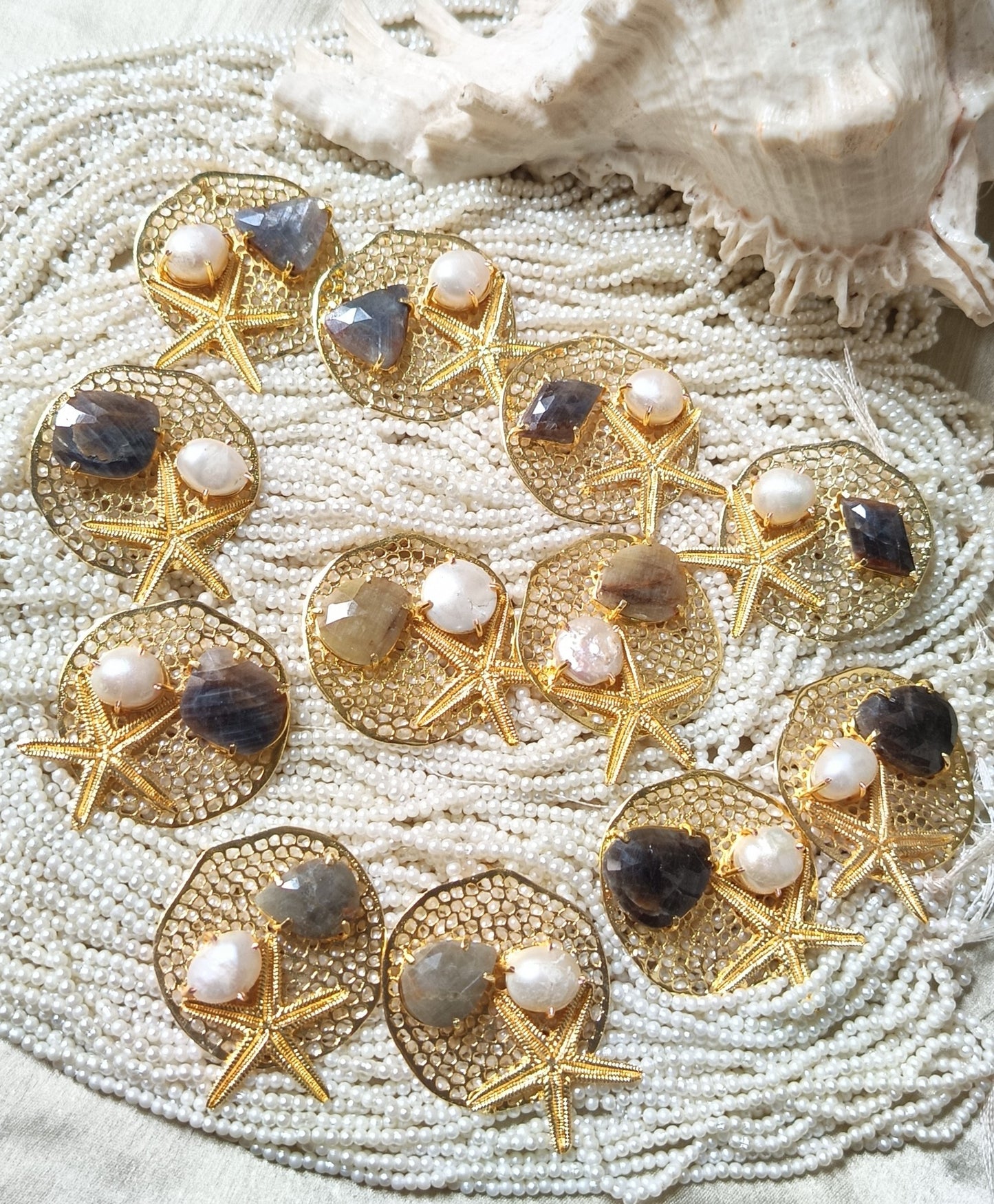 Sapphire Stone Starfish Earring