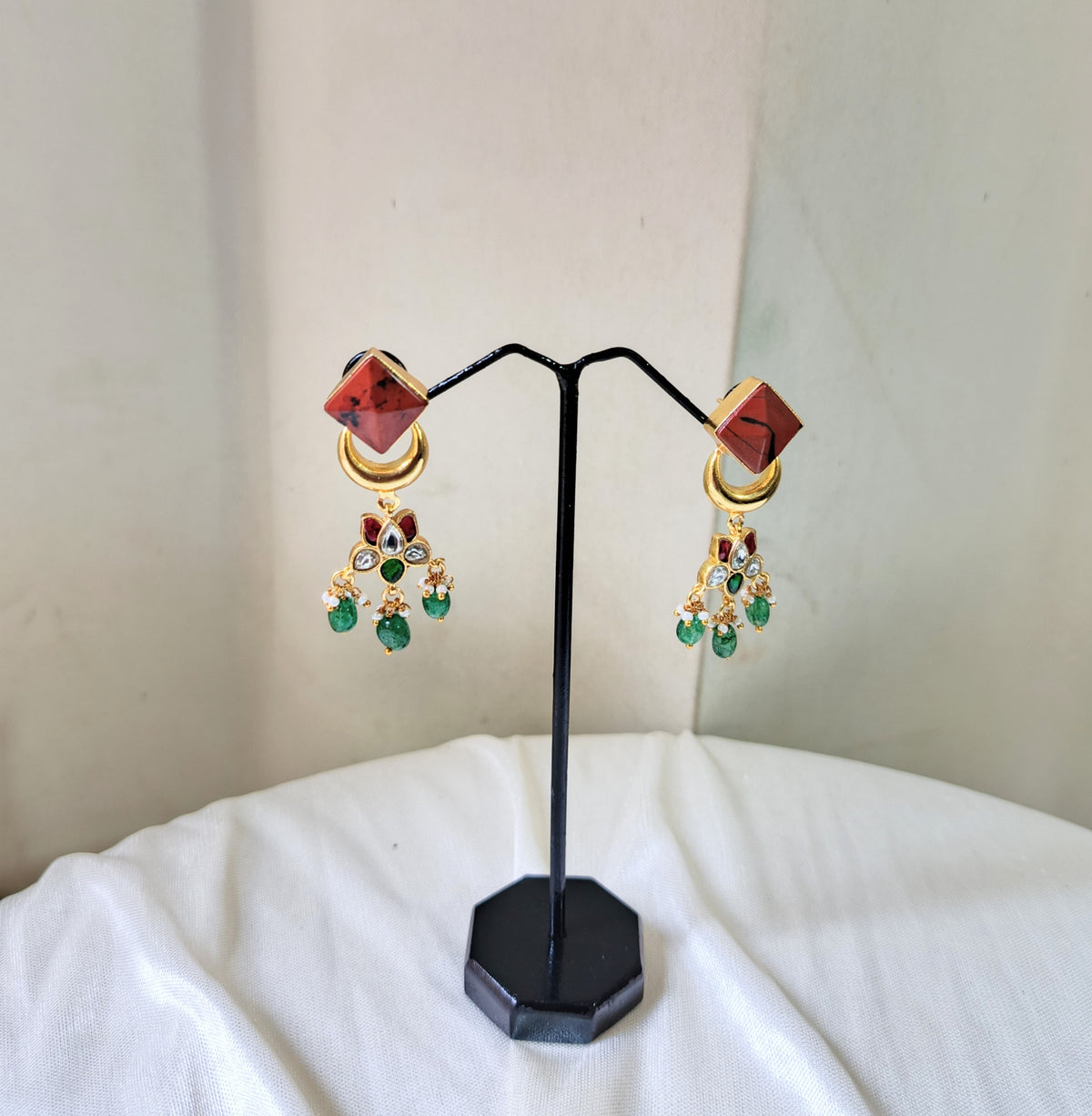 Elegant Multicolor Gemstone Dangle Earrings
