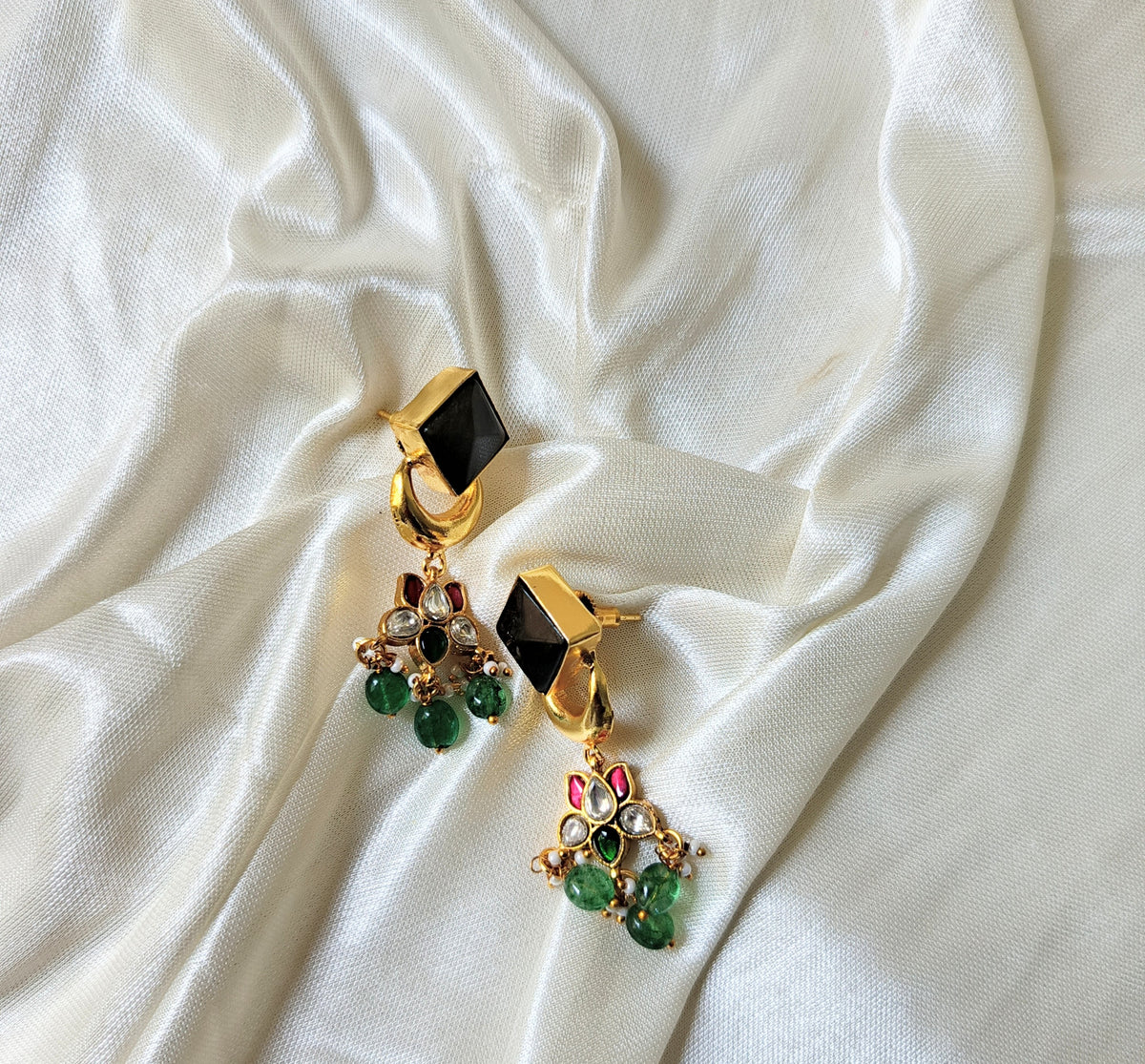 Elegant Multicolor Gemstone Dangle Earrings