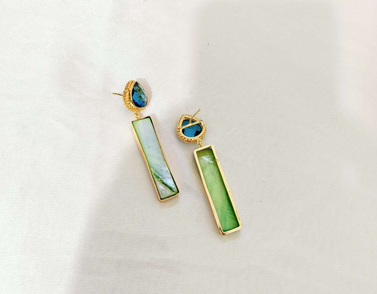 Elegant Gold Finish Rectangle Drop Earring