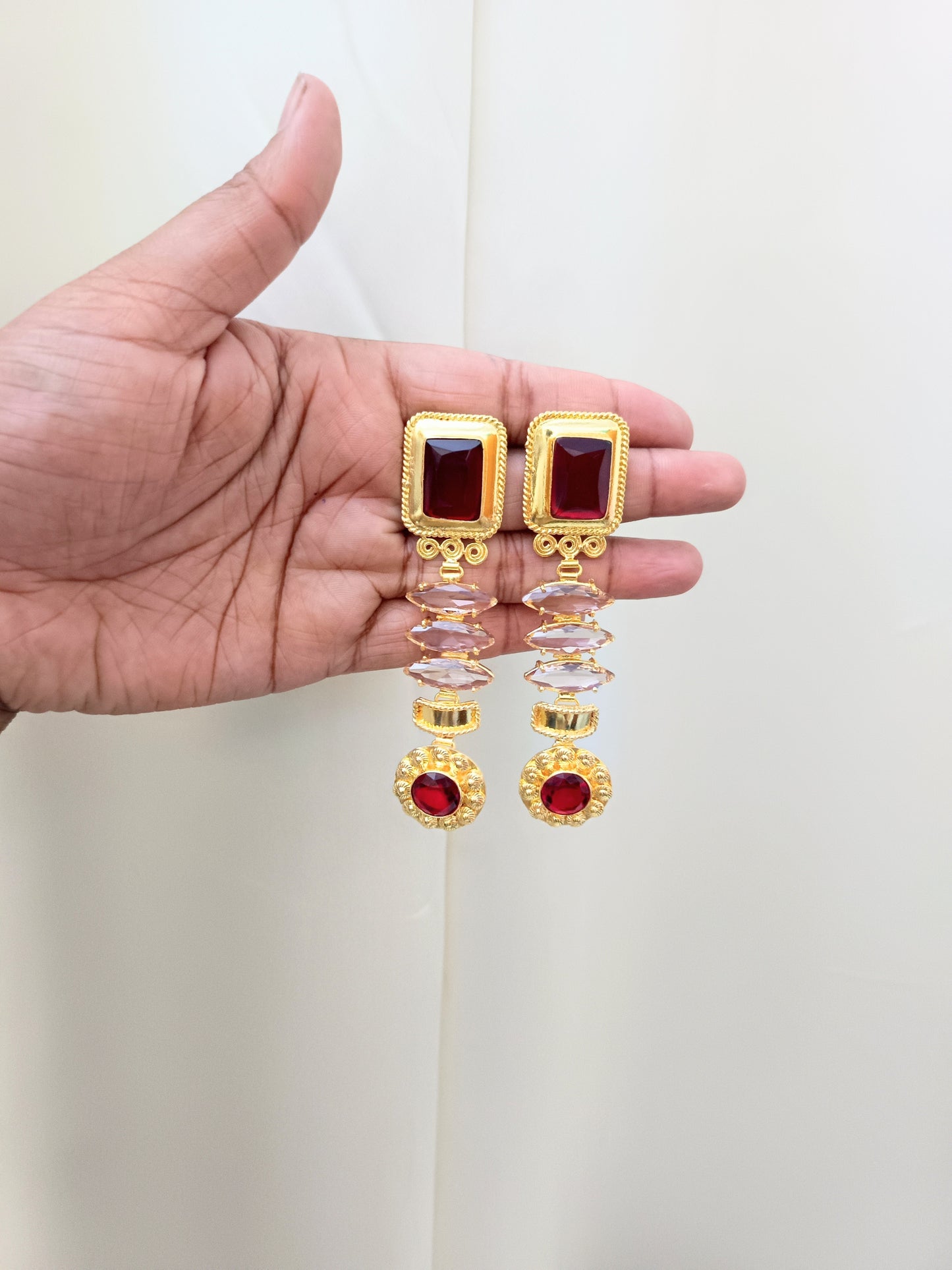 Elegant Geometric Stone Dangle Earrings