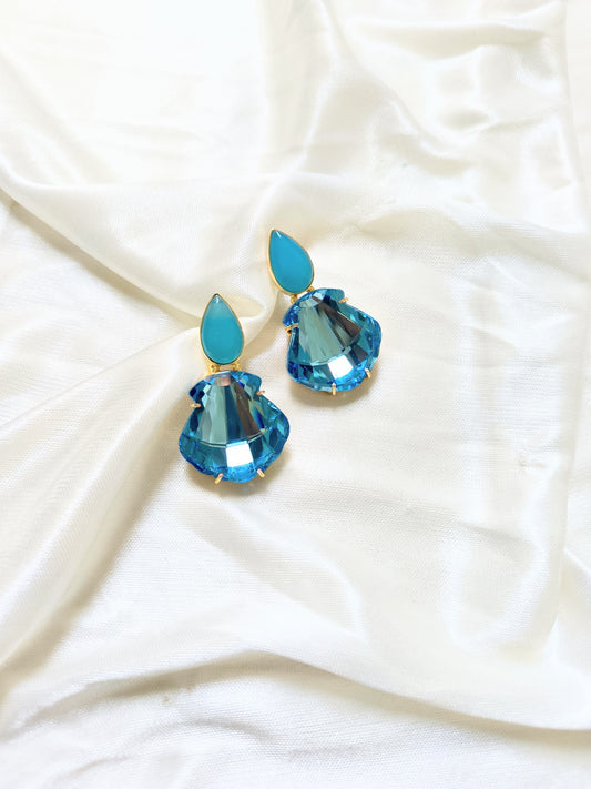 Aqua Blue Teardrop Crystal Drop Earring