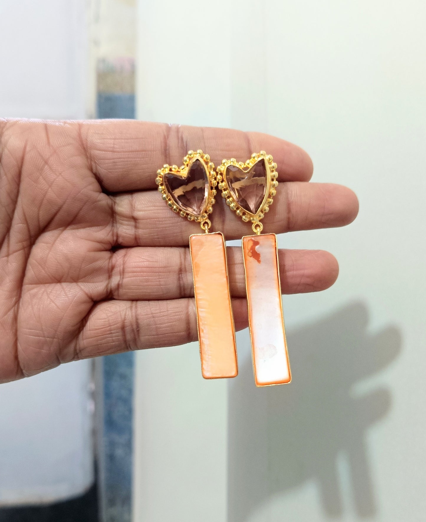 Elegant Gold Finish Rectangle Drop Earring