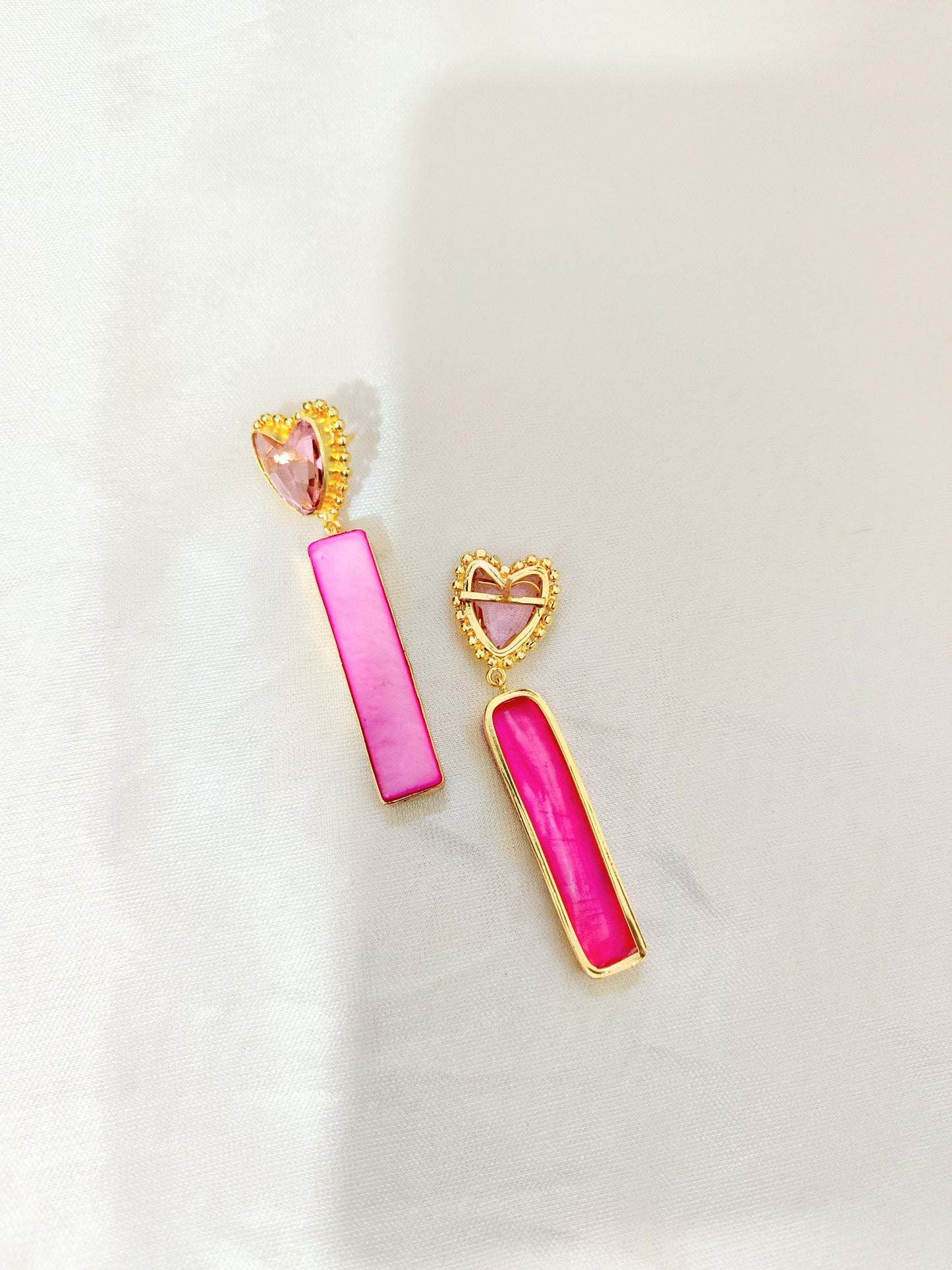 Elegant Gold Finish Rectangle Drop Earring