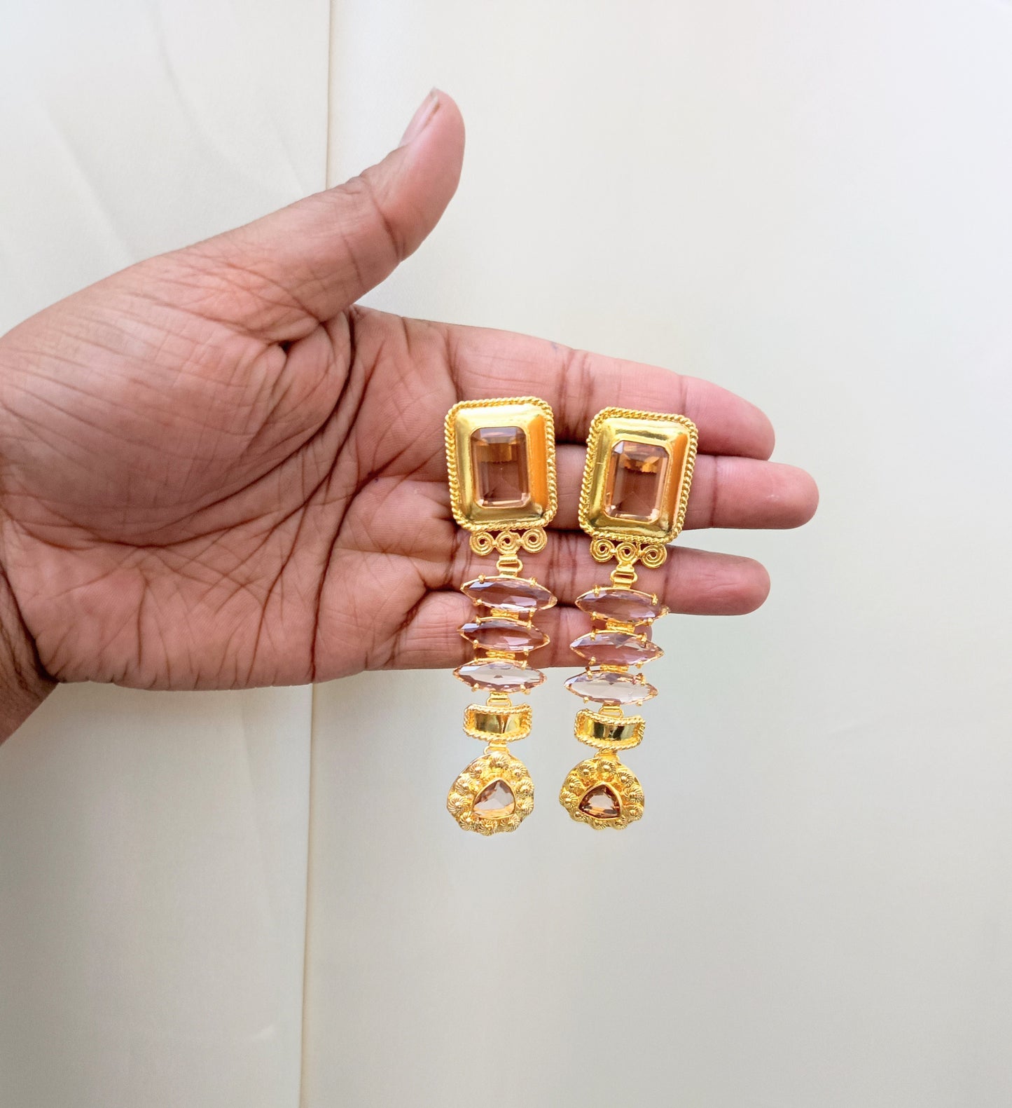 Elegant Geometric Stone Dangle Earrings