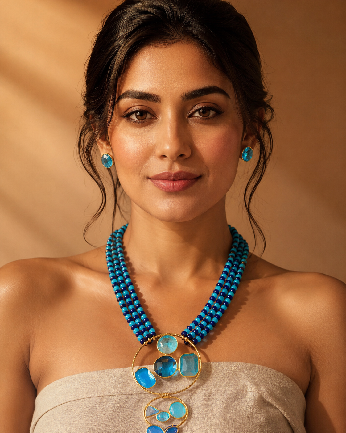 Celeste Multi-Stone Statement Pendant with Earrings