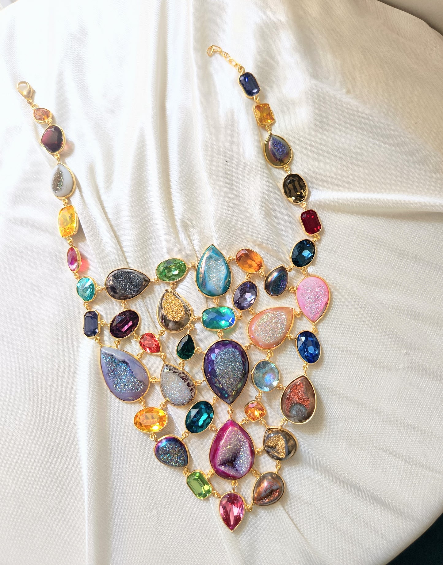 Rainbow Radiance Gemstone Necklace & Earrings Set