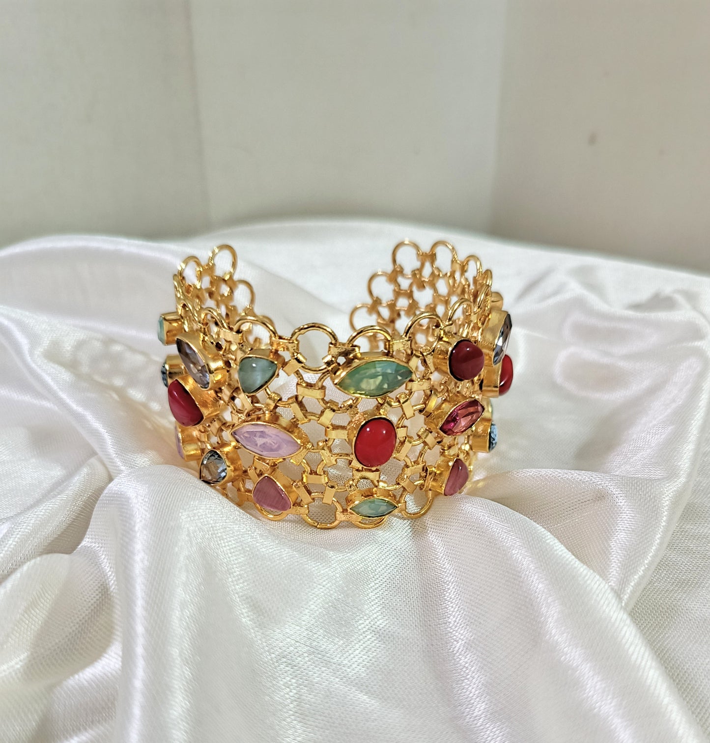 Royal Multi-Gem Gold Tone Handcuff