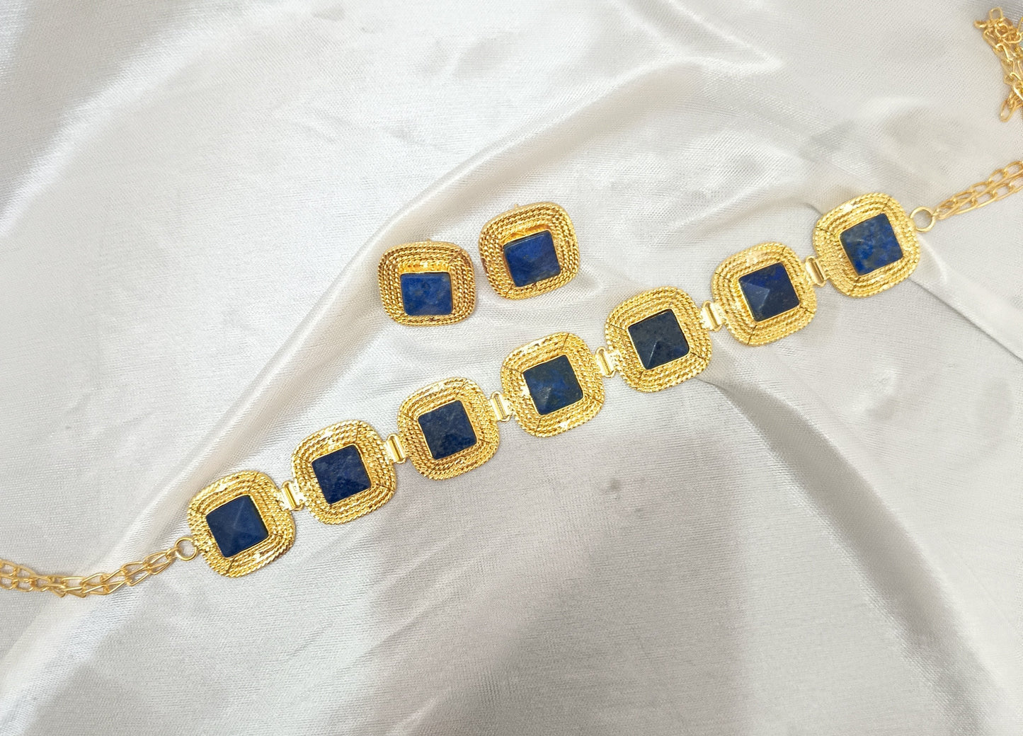 Luxury Blue Gemstone Designer Jewelry Set