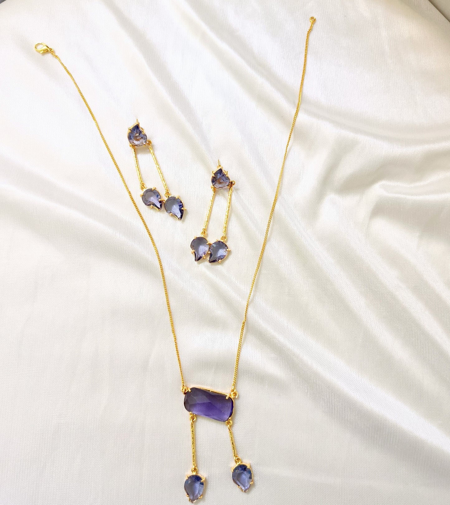Aurora Purple Crystal Pendant Set