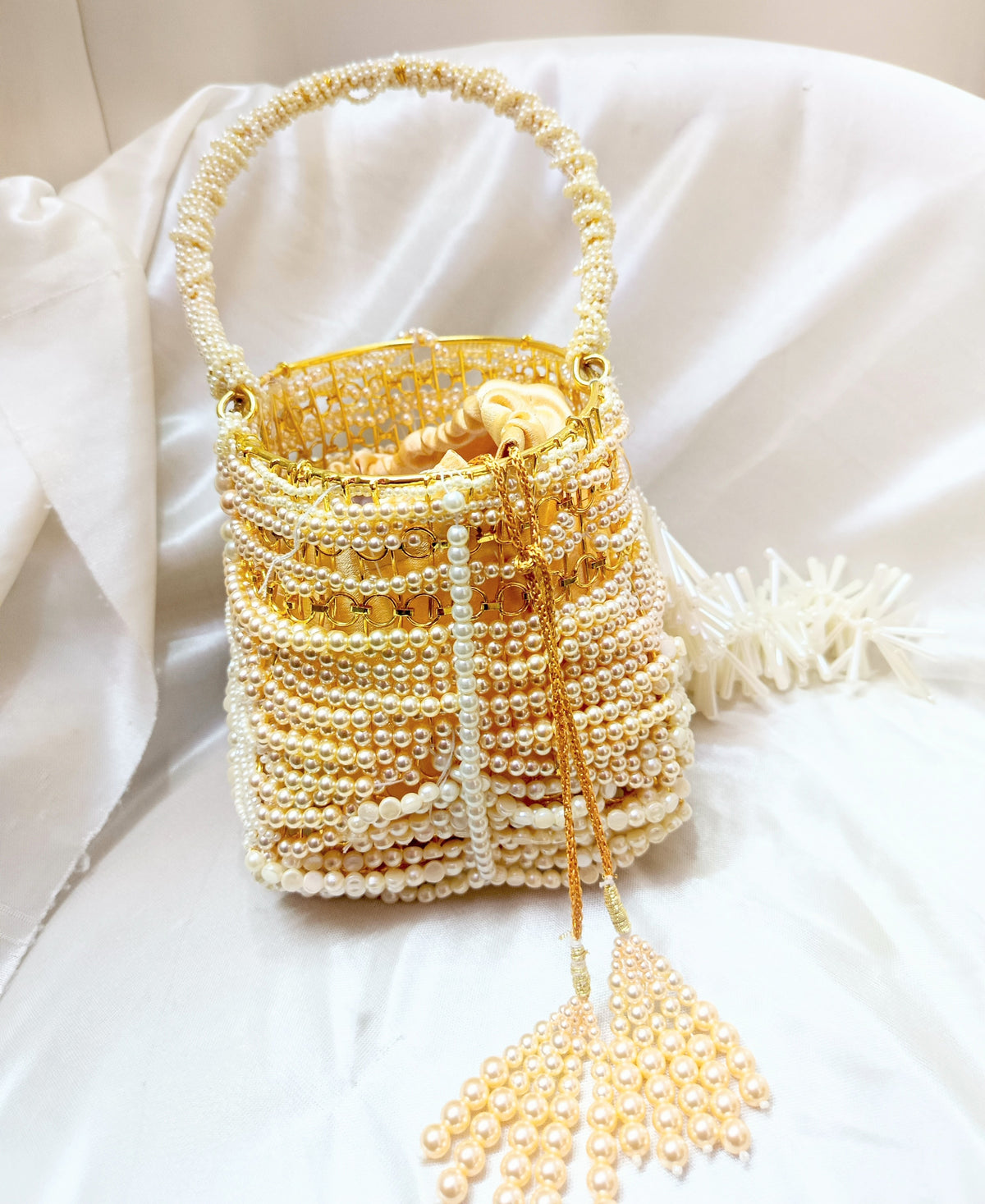 Elegant Pearl Beaded Potli Handbag