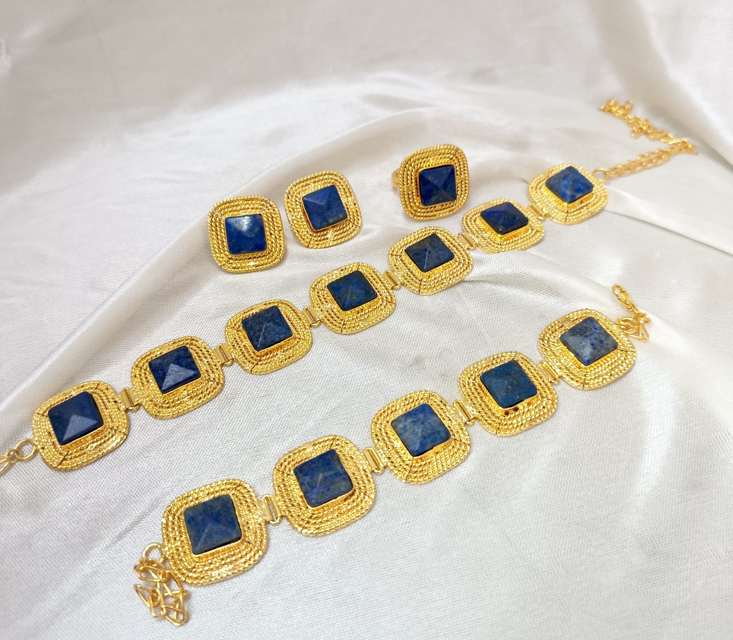 Luxury Blue Gemstone Designer Jewelry Set