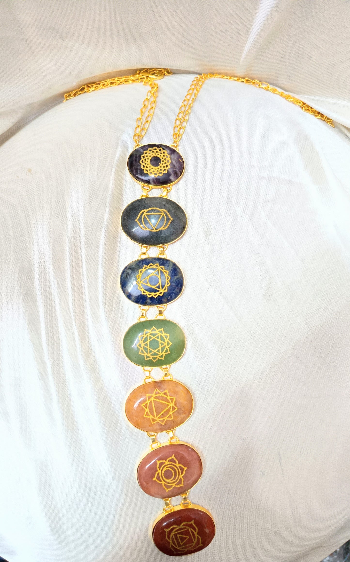 7 Chakra Healing Crystal Necklace – Gold Sacred Energy Pendant