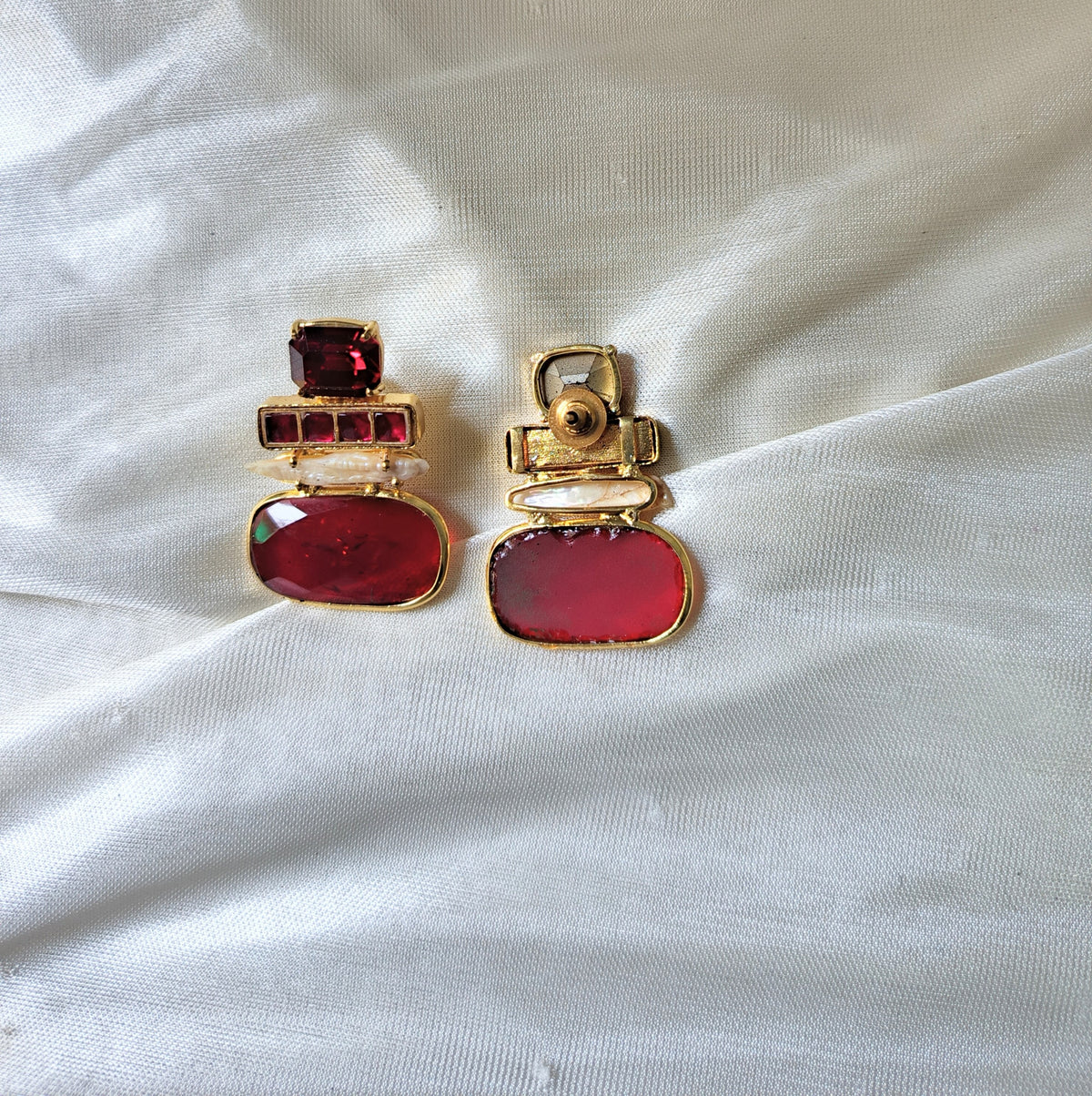 Ruby Red Statement Drop Earrings