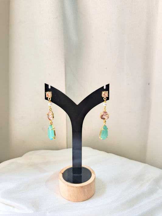 Aqua Blush Crystal Drop Earrings