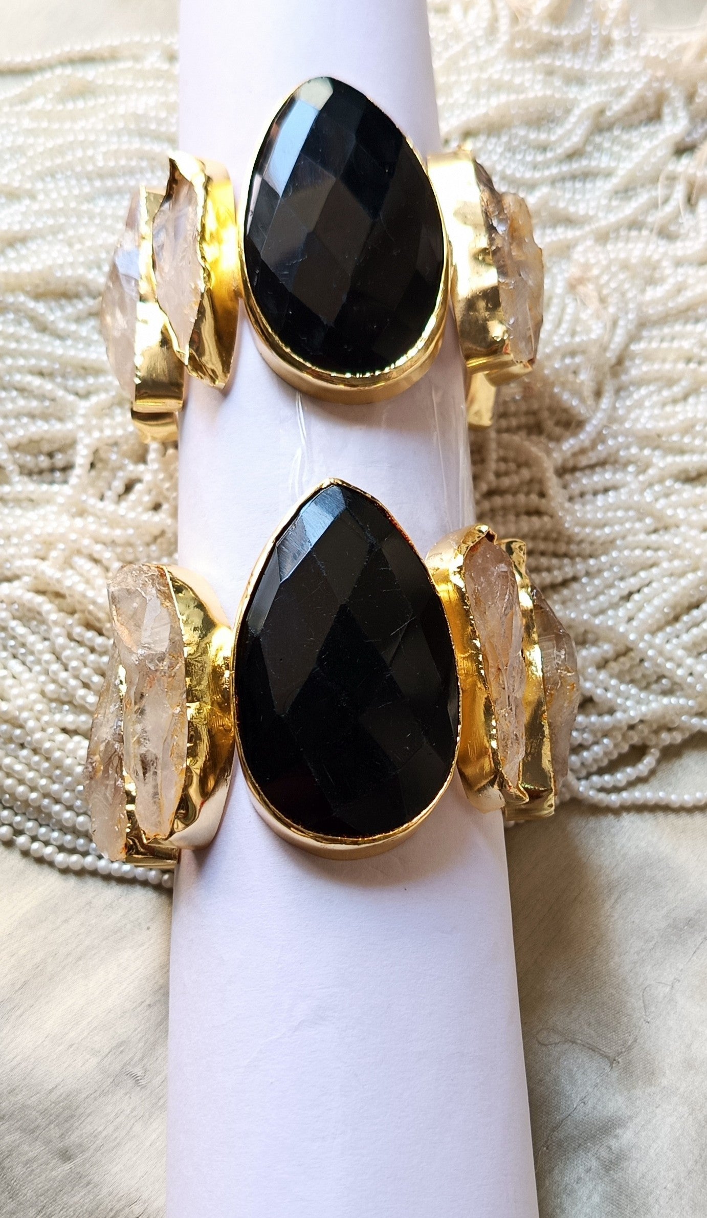 Black Onyx with Raw stones Handcuff