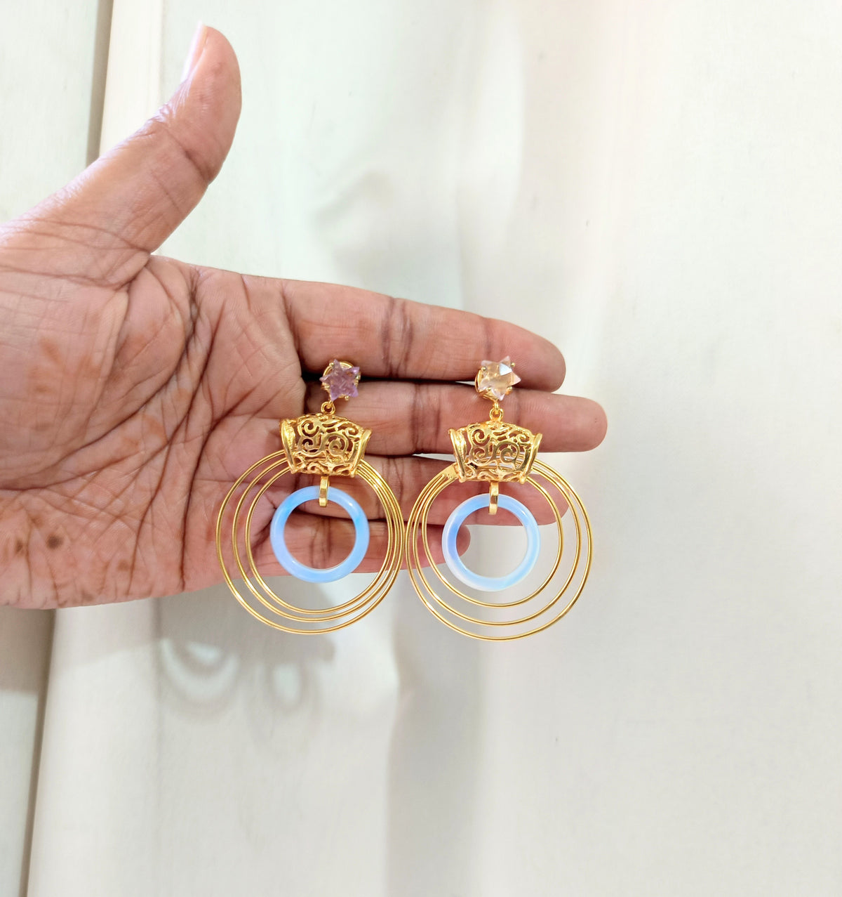 Elegant Gemstone Circle Earrings