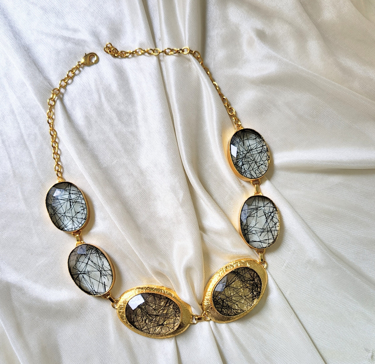 Elegant Rutilated Quartz Necklace & Earring Set