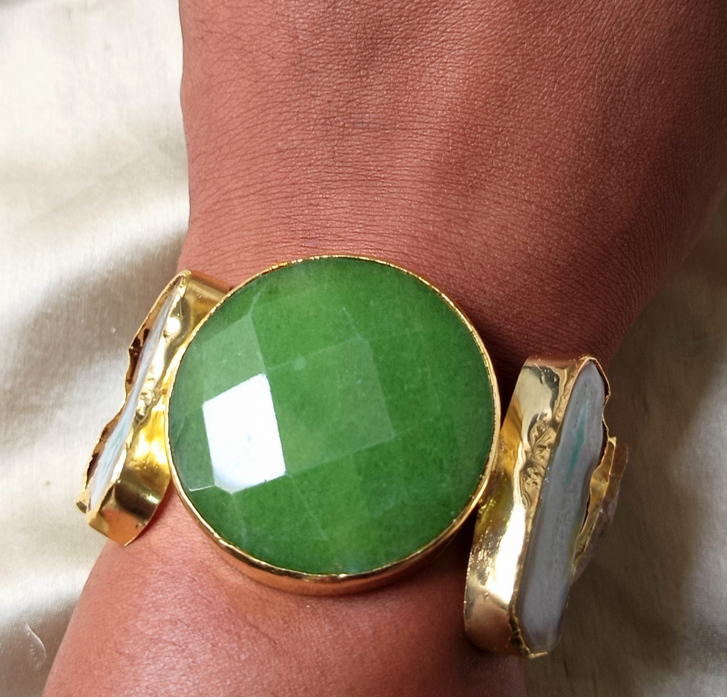 Green Aventurine White Agate Handcuff