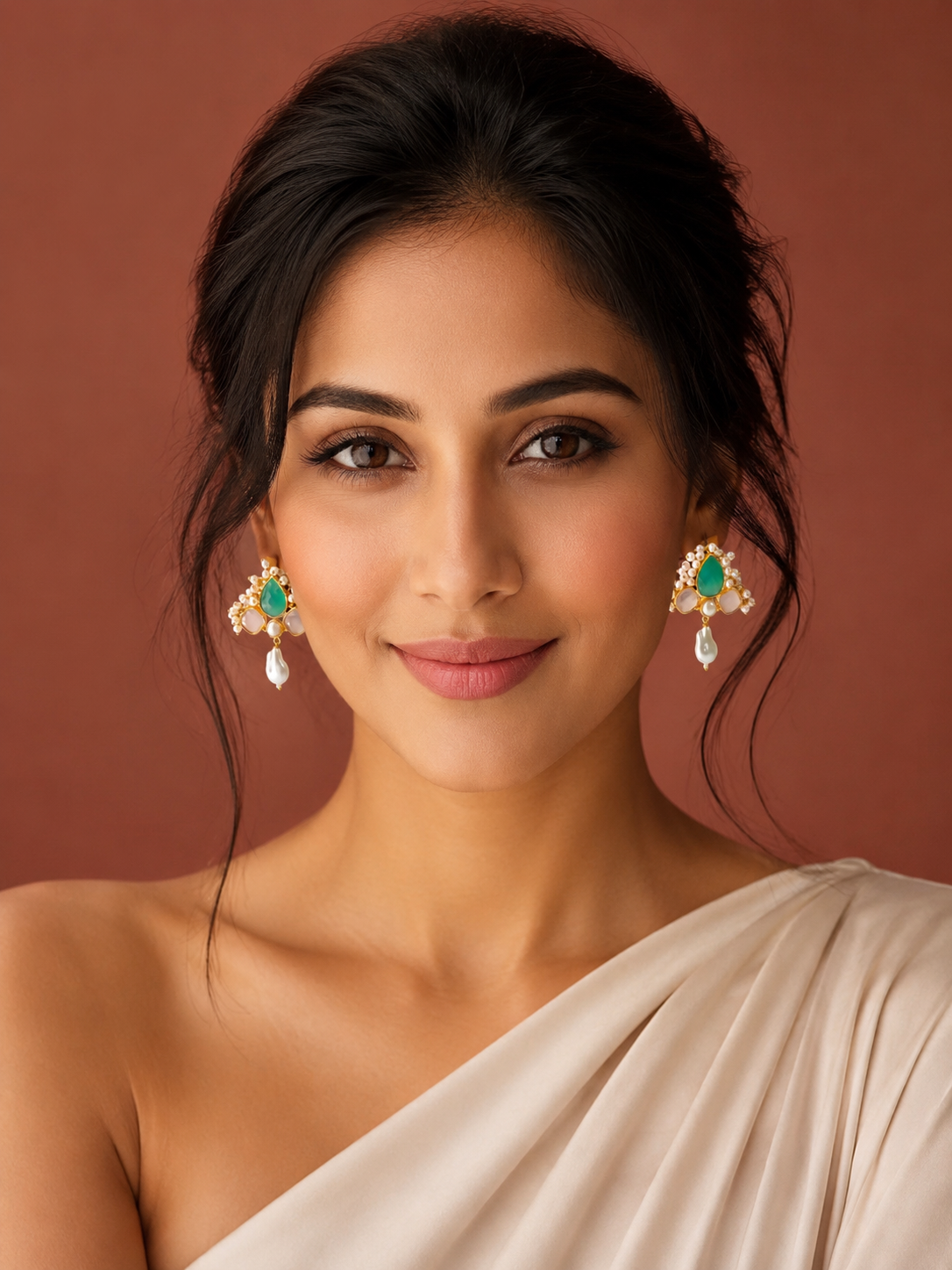 Pastel Gem & Pearl Cluster Earrings