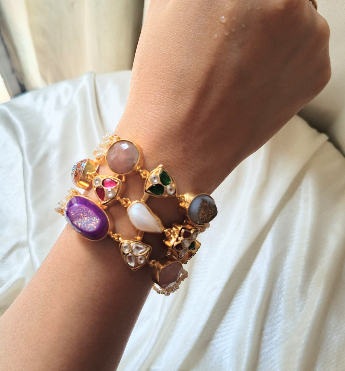 Luxe Multicolor Stone Statement Bracelet