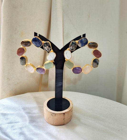 Colorful Semi-Precious Stone Earrings
