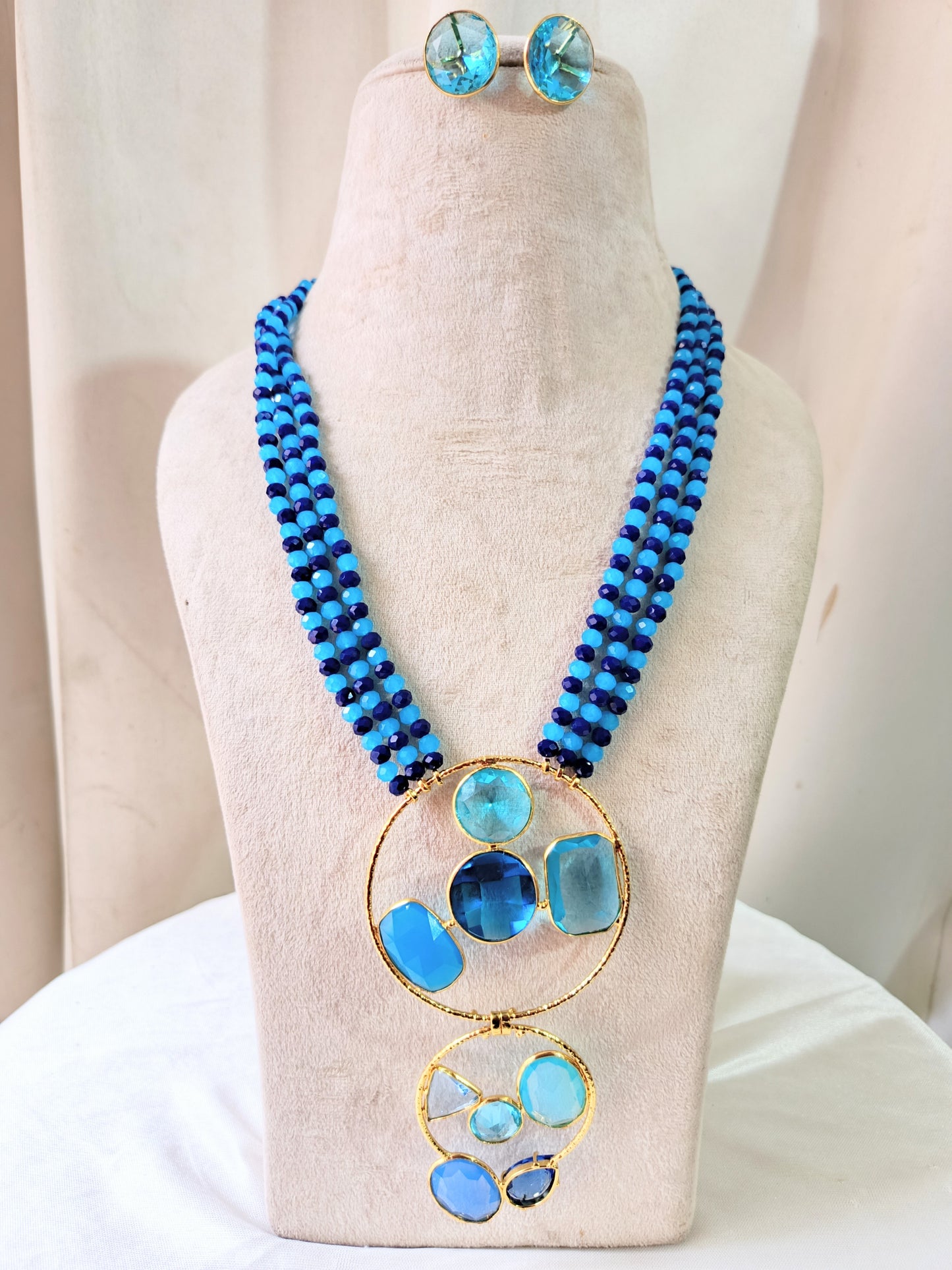 Celeste Multi-Stone Statement Pendant with Earrings