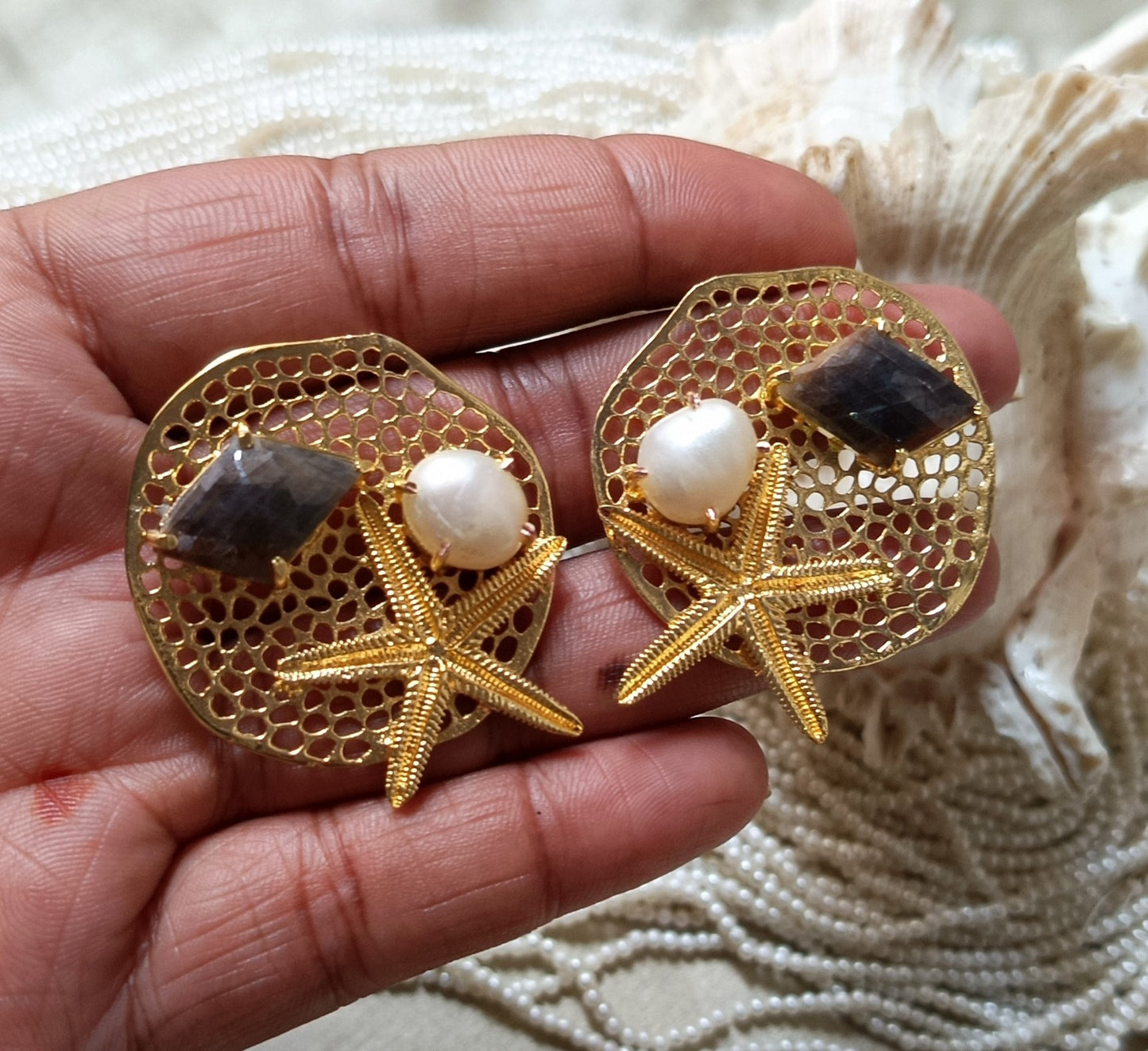 Sapphire Stone Starfish Earring