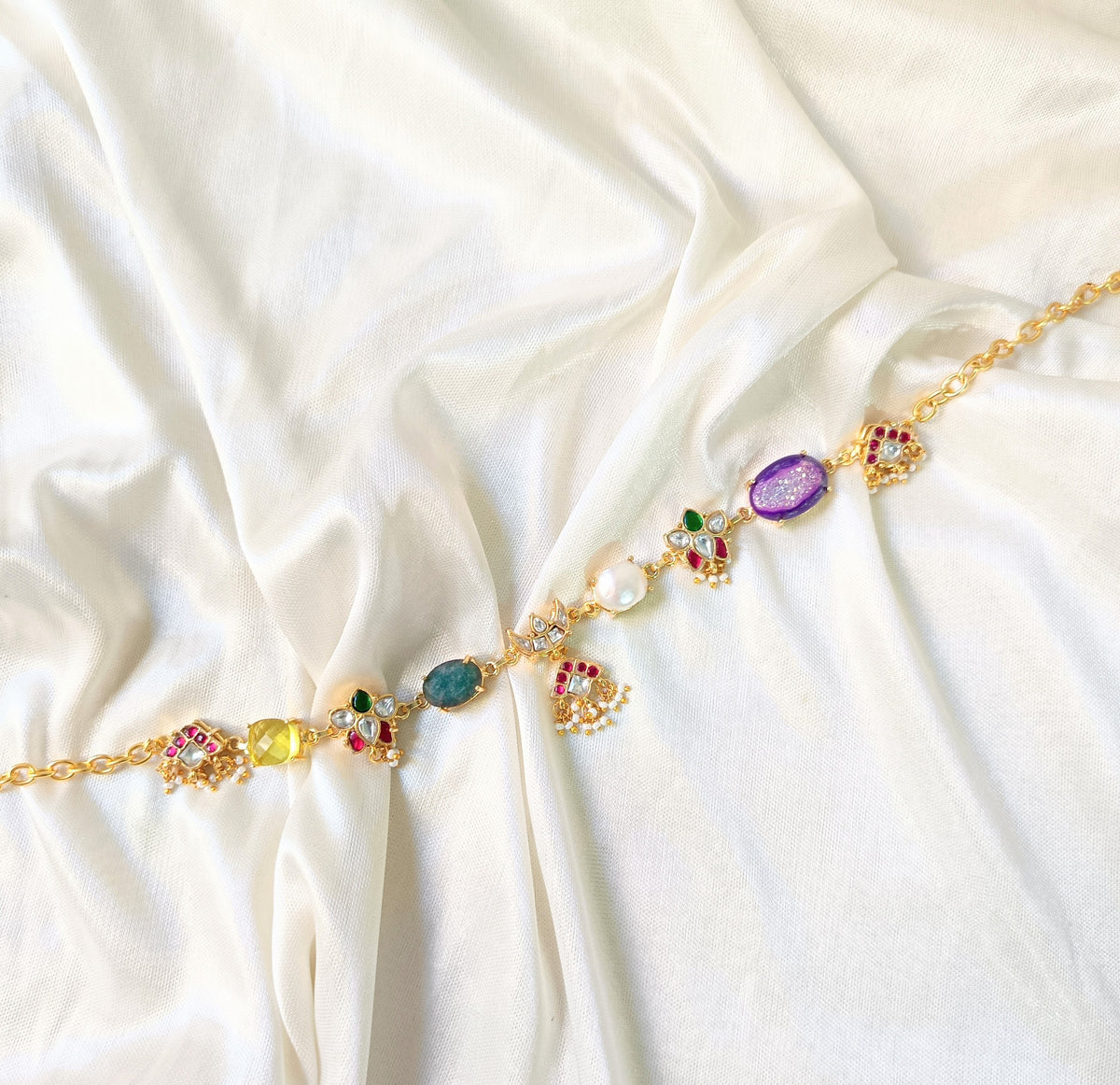 Multicolor Gold-Plated Traditional Choker Set